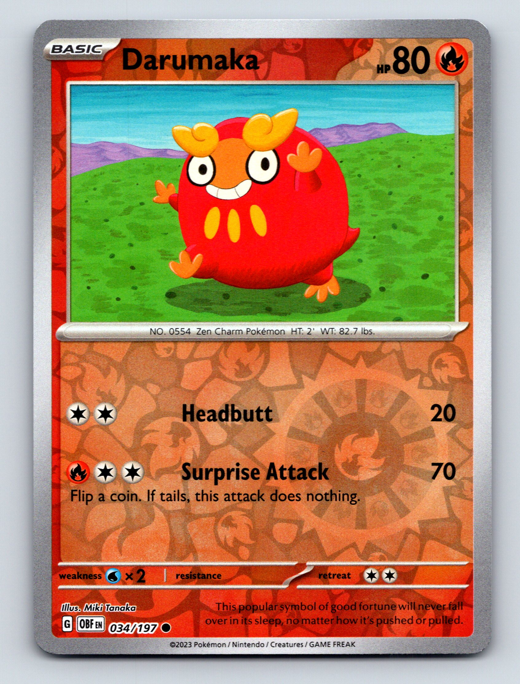 Basic Darumaka HP 80 Headbutt Surprise Attack Rarity Red Cheery