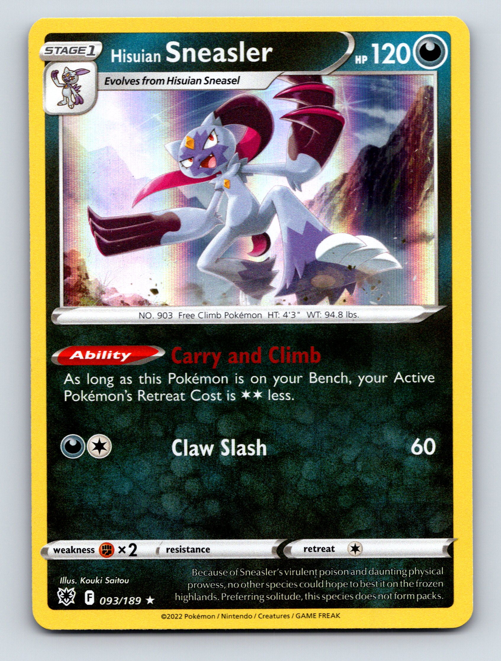 Stufe 1 Hisuian Sneasler HP 120 Claw Slash Attack Rarität Dark Pokémon - Bild 1 von 10