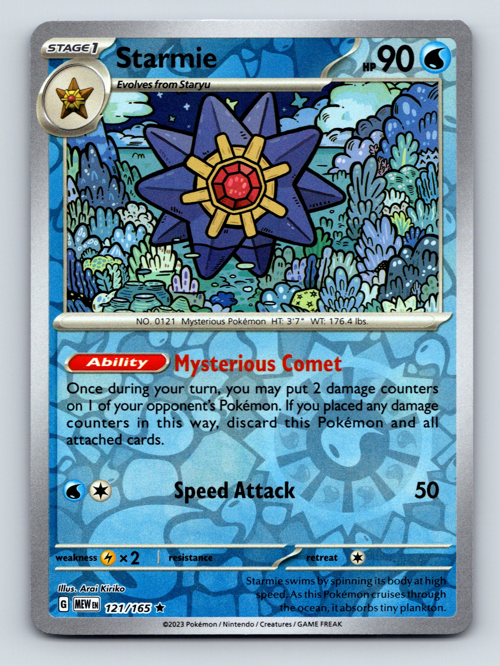 Stage 1 Starmie HP 90 Mysterious Comet Ability Blue Pokémon Card