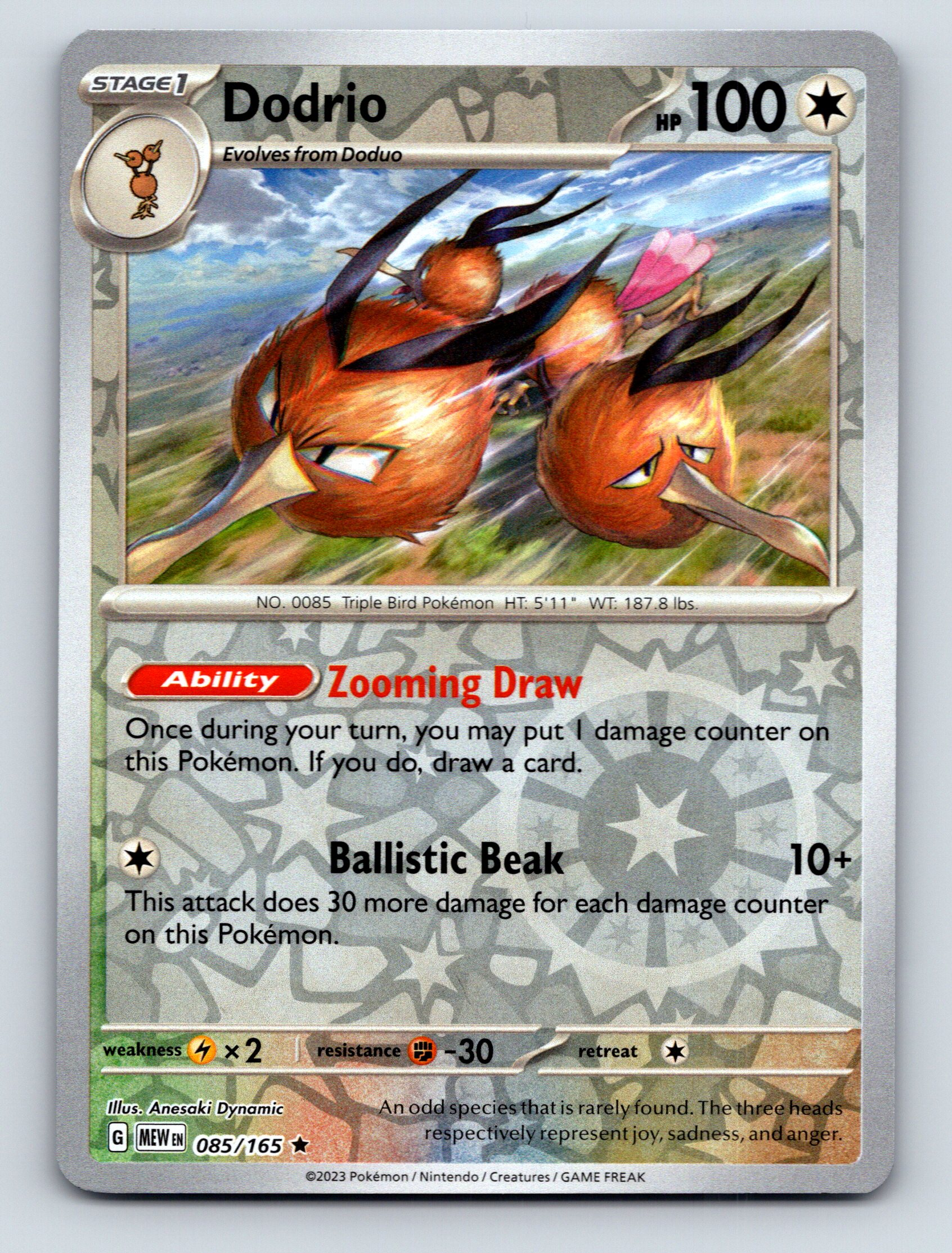 Stage 1 Dodrio HP 100 Zooming Draw Ballistic Beak Pokémon Card