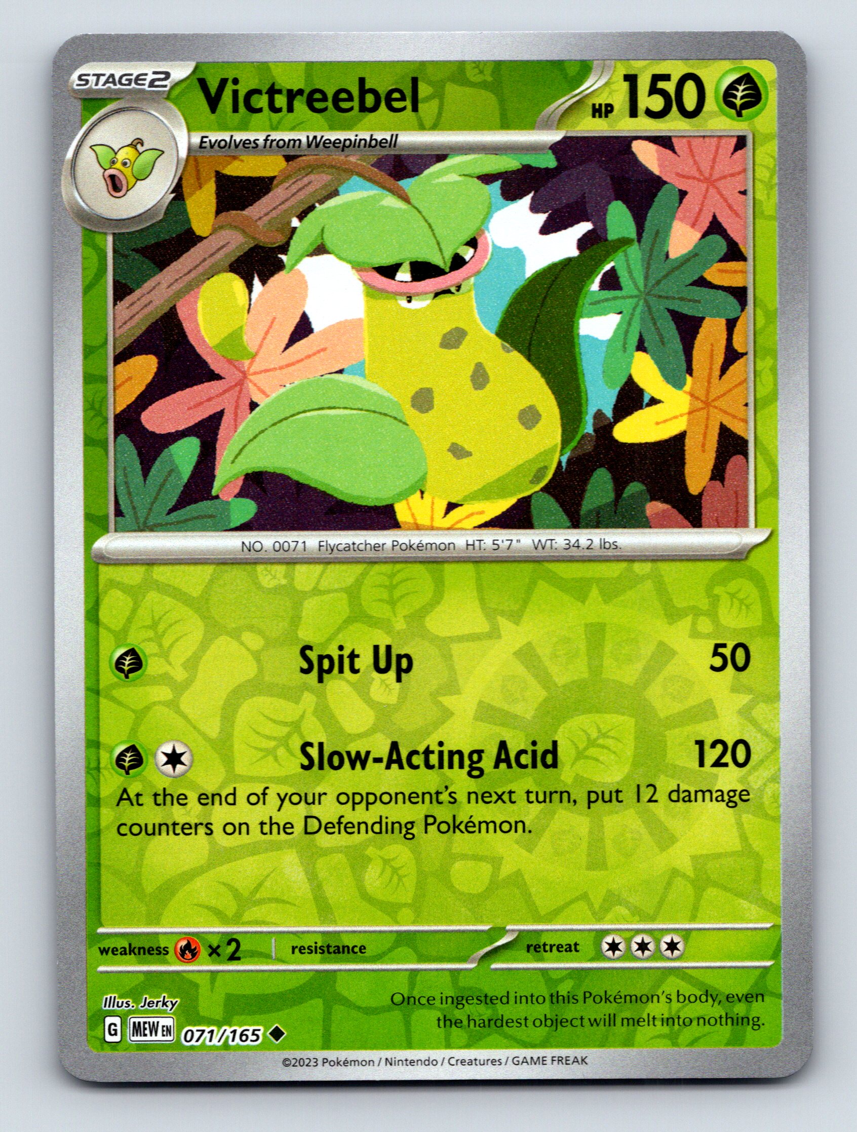 Stage 2 Victreebel HP 150 Spit Up SlowActing Acid Green Pokémon | eBay
