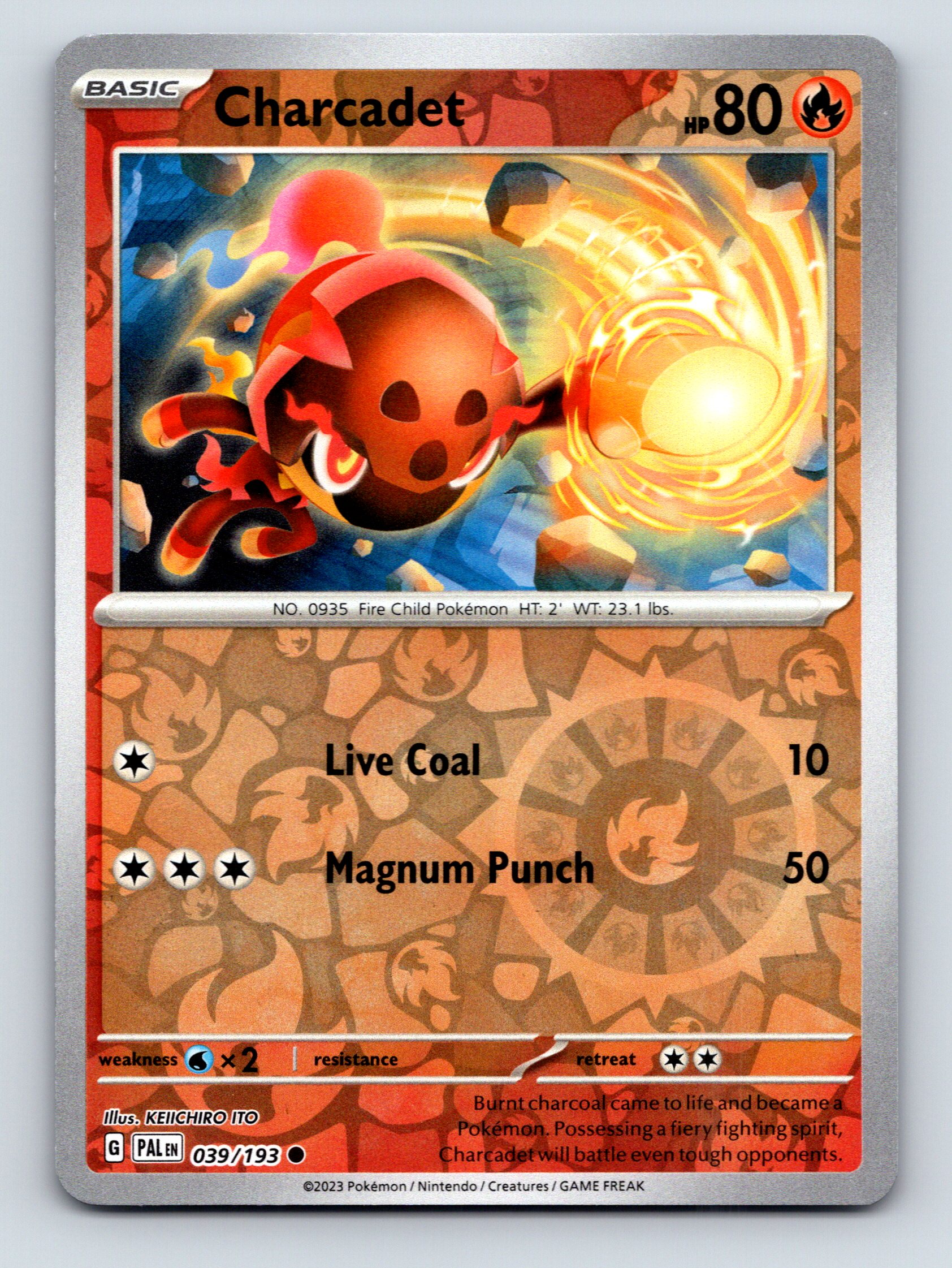 Basic Charcadet HP 80 Live Coal Magnum Punch Rarity Fiery Pokémon