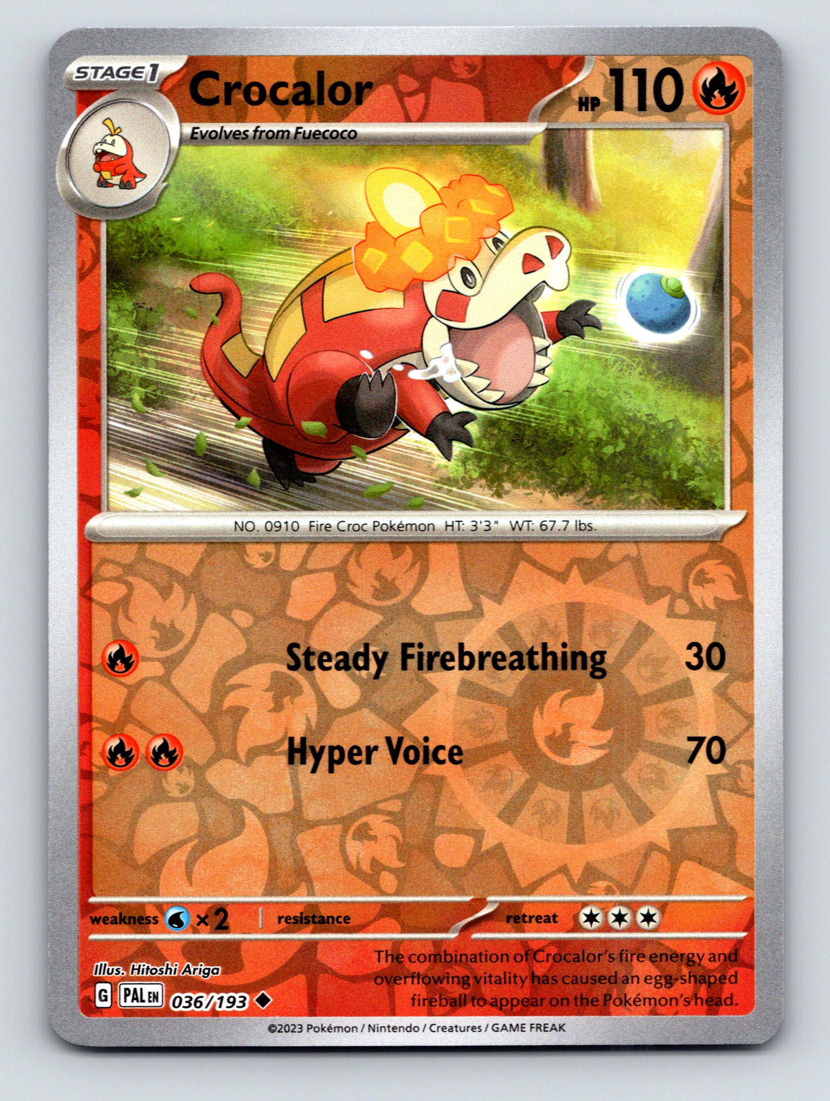 Stage 1 Crocalor HP 110 Firebreathing Pokémon Card Vibrant Red