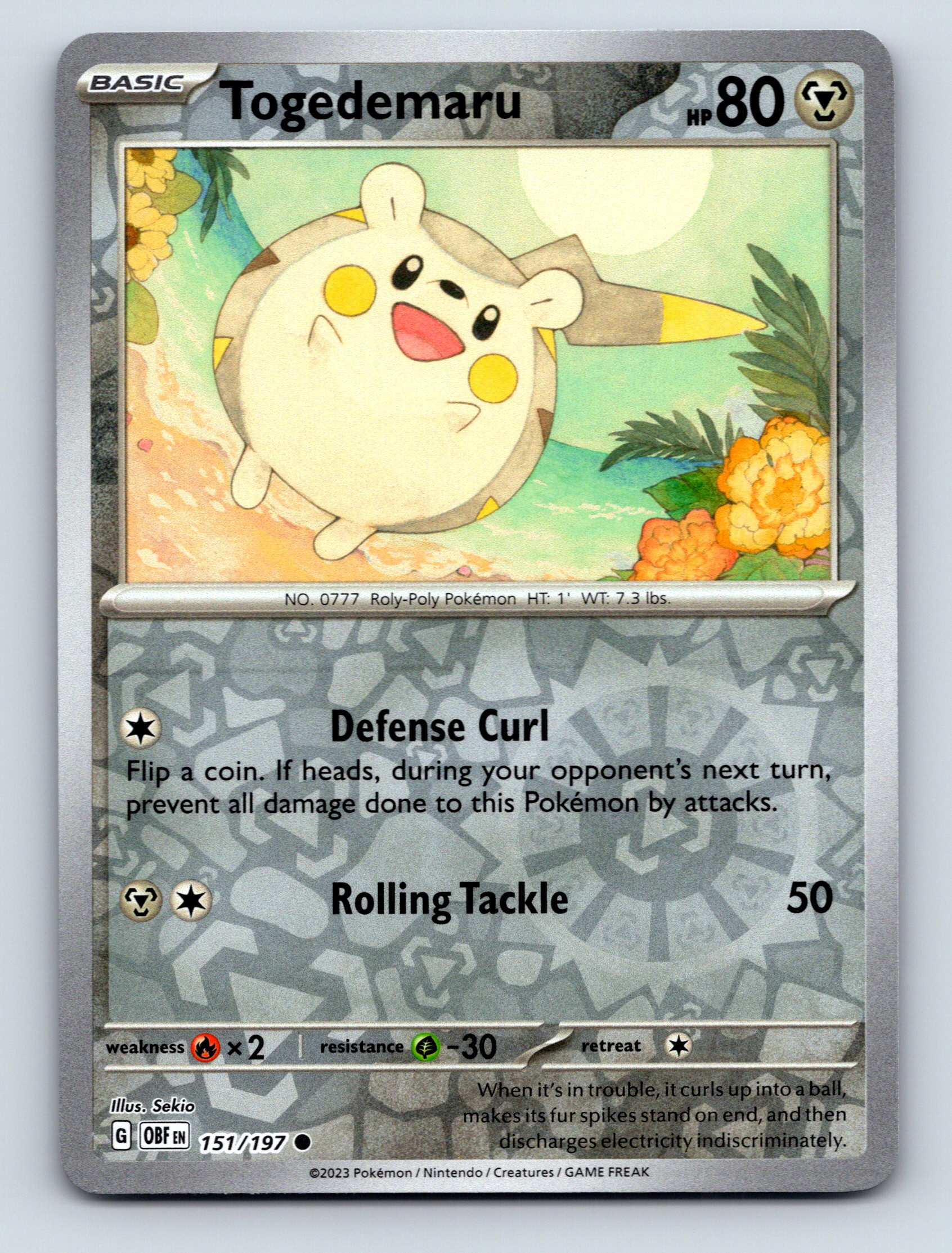 No.1048 ポケモン Basic Togedemaru HP 80 Defense Curl Tackle Rarity Gray