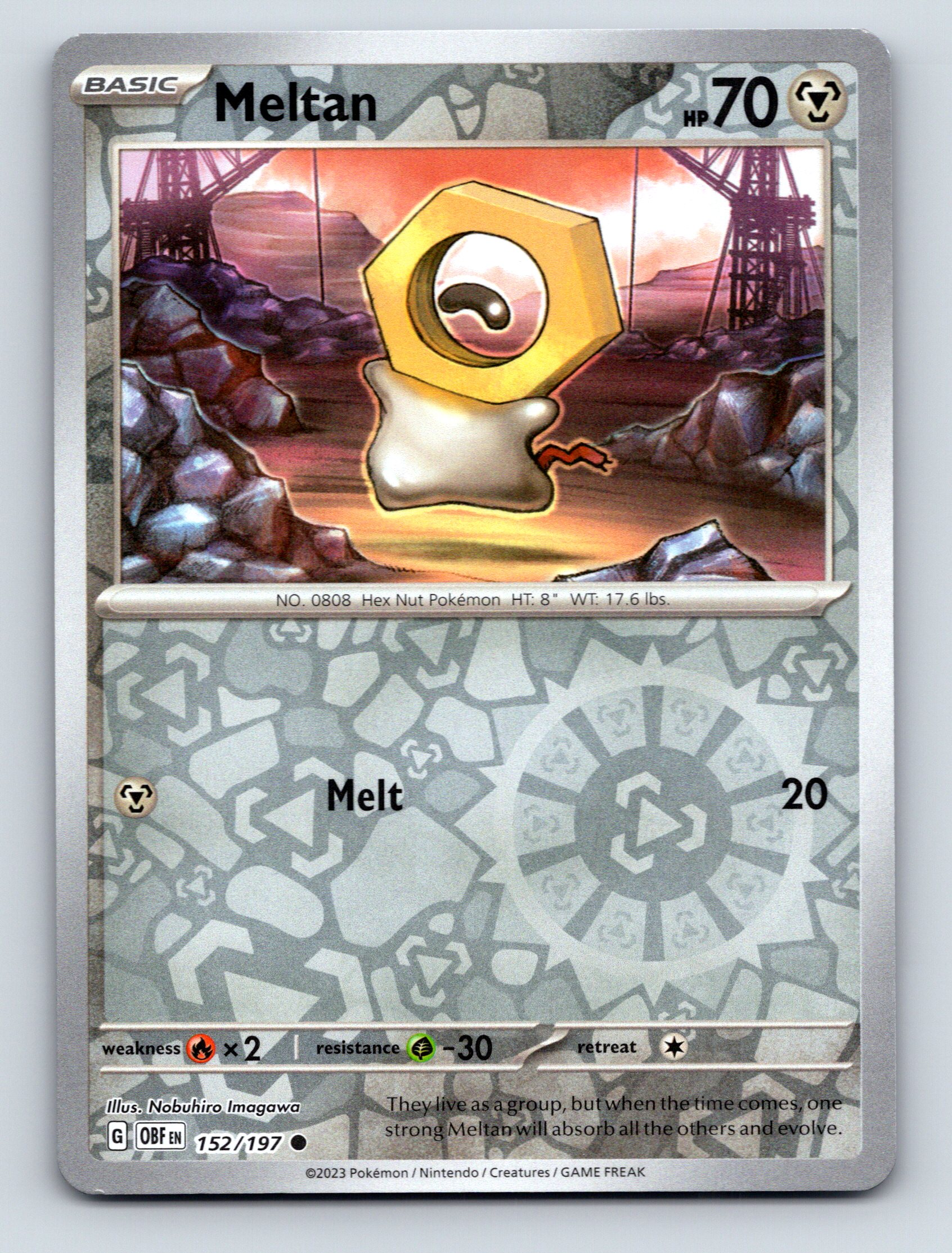 Basic Meltan HP 70 Metal Melt Attack Common Gray Colorscape