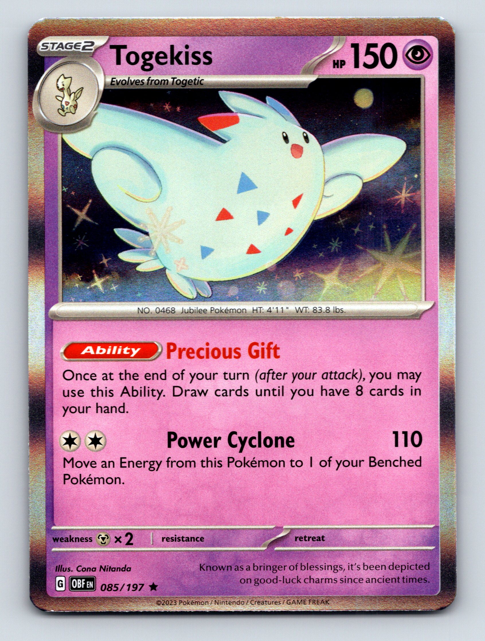 Stage 2 Togekiss HP 150 Precious Gift Ability Rarity Pink Jubilant ...