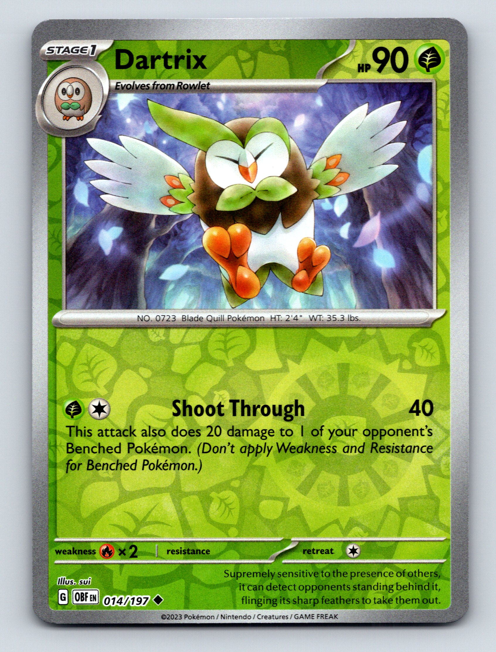 Stage 1 Dartrix HP 90 Shoot Through Attack Green Pokémon Card | eBay
