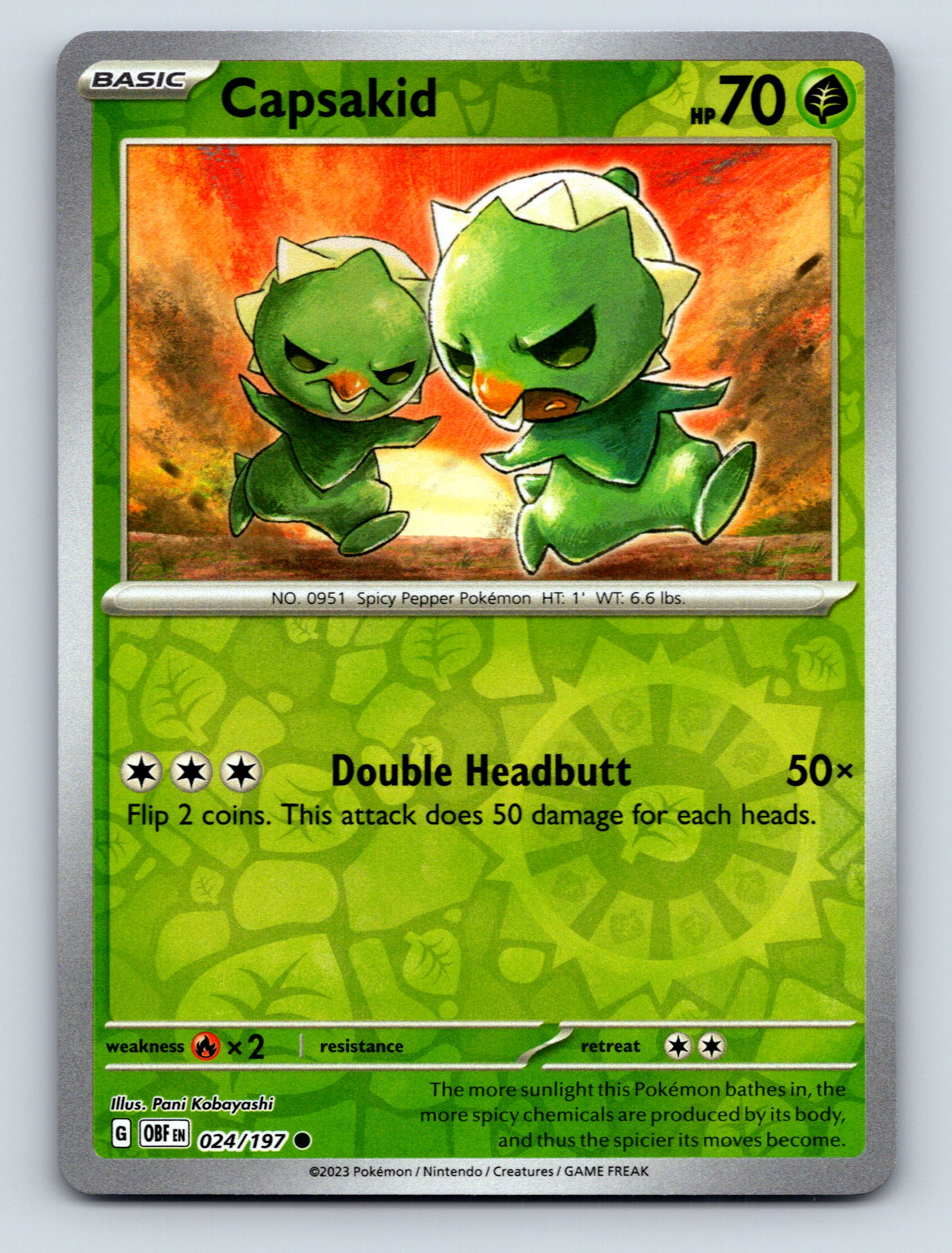 Basic Capsakid HP 70 Double Headbutt Attack Rarity Green Pokémon