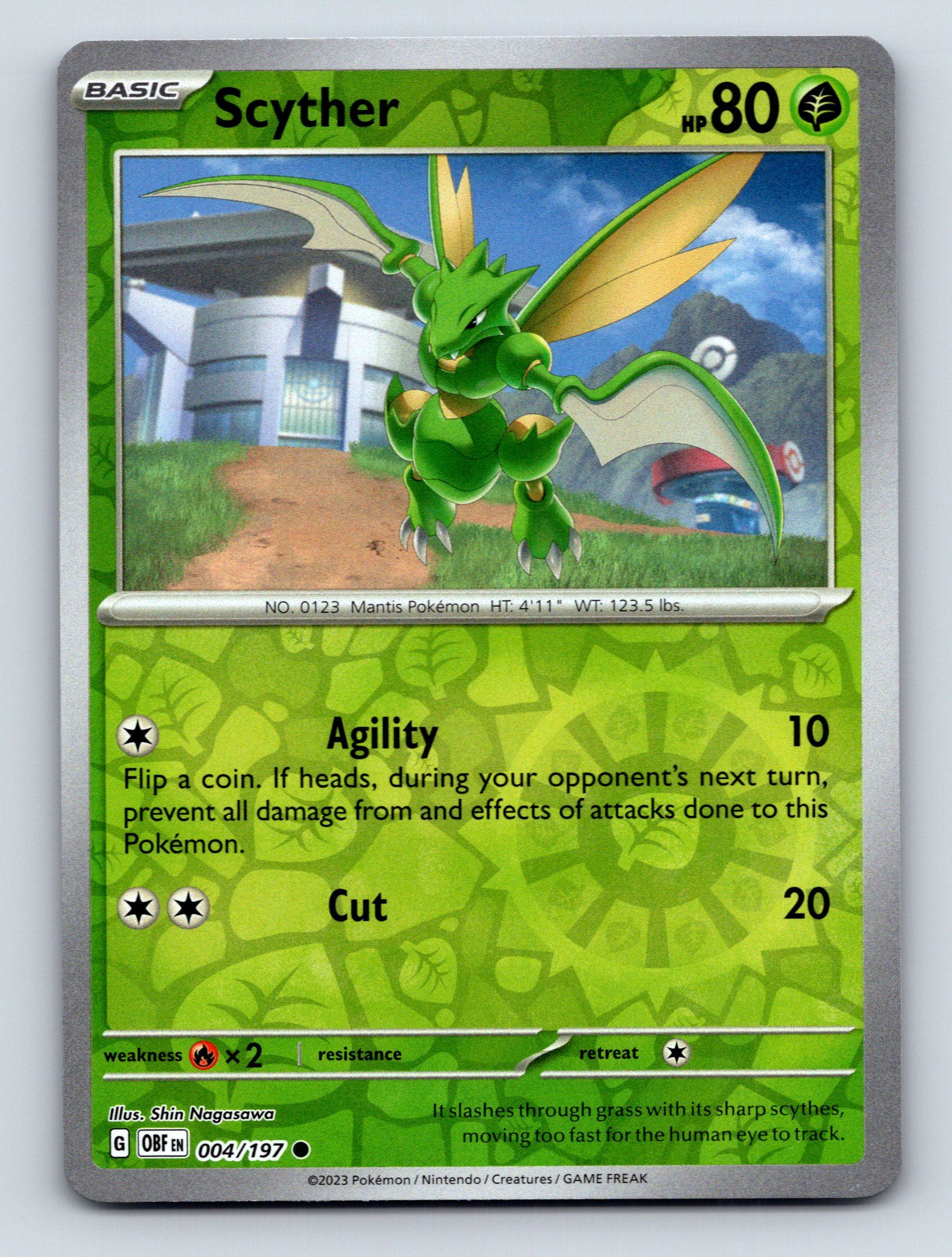 Basic Scyther HP 80 Agility and Cut Powerful Pokmon Card Green Grass | eBay