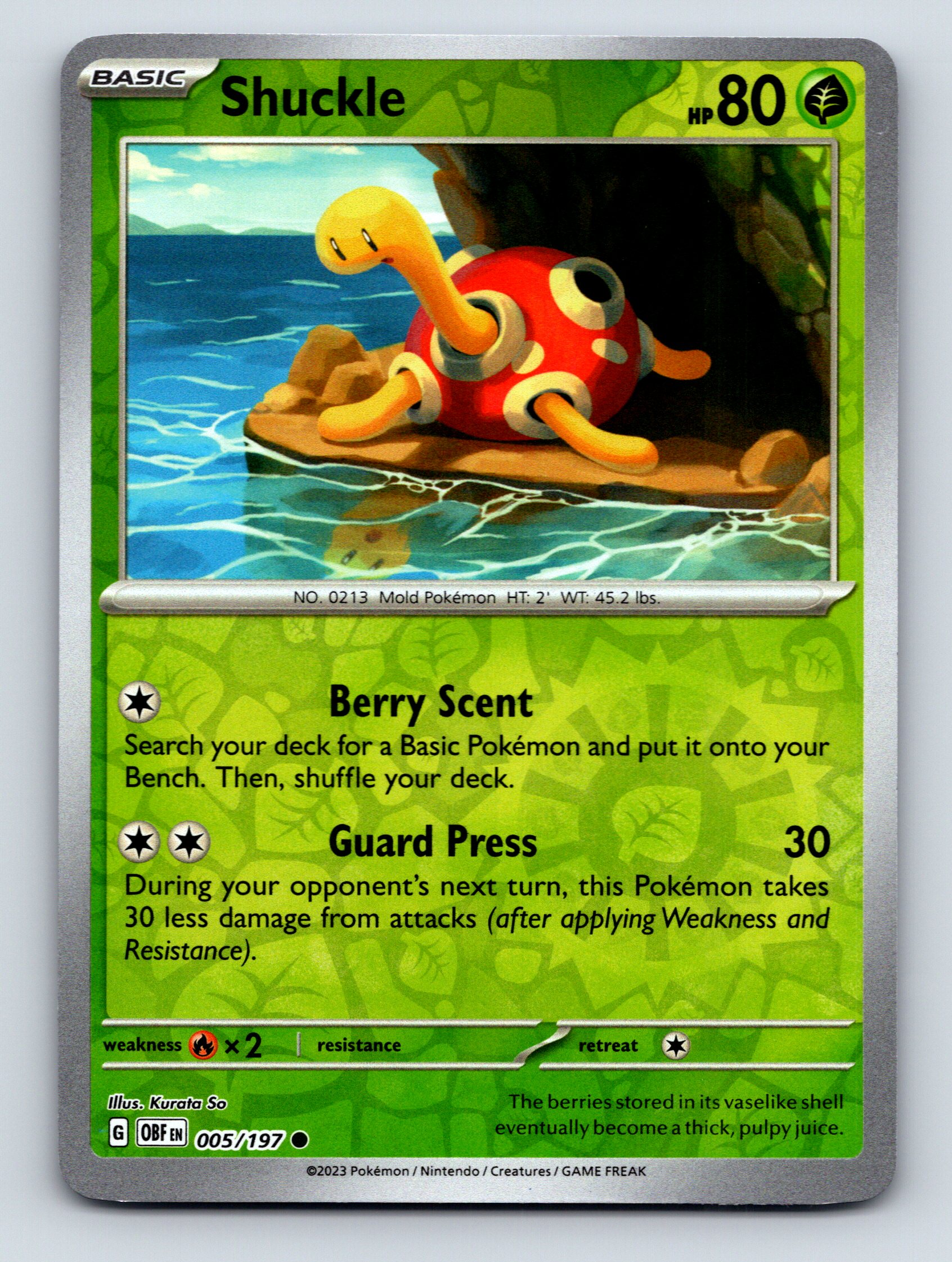 Basic Shuckle HP 80 Berry Scent Guard Press Rarity Green Pokémon