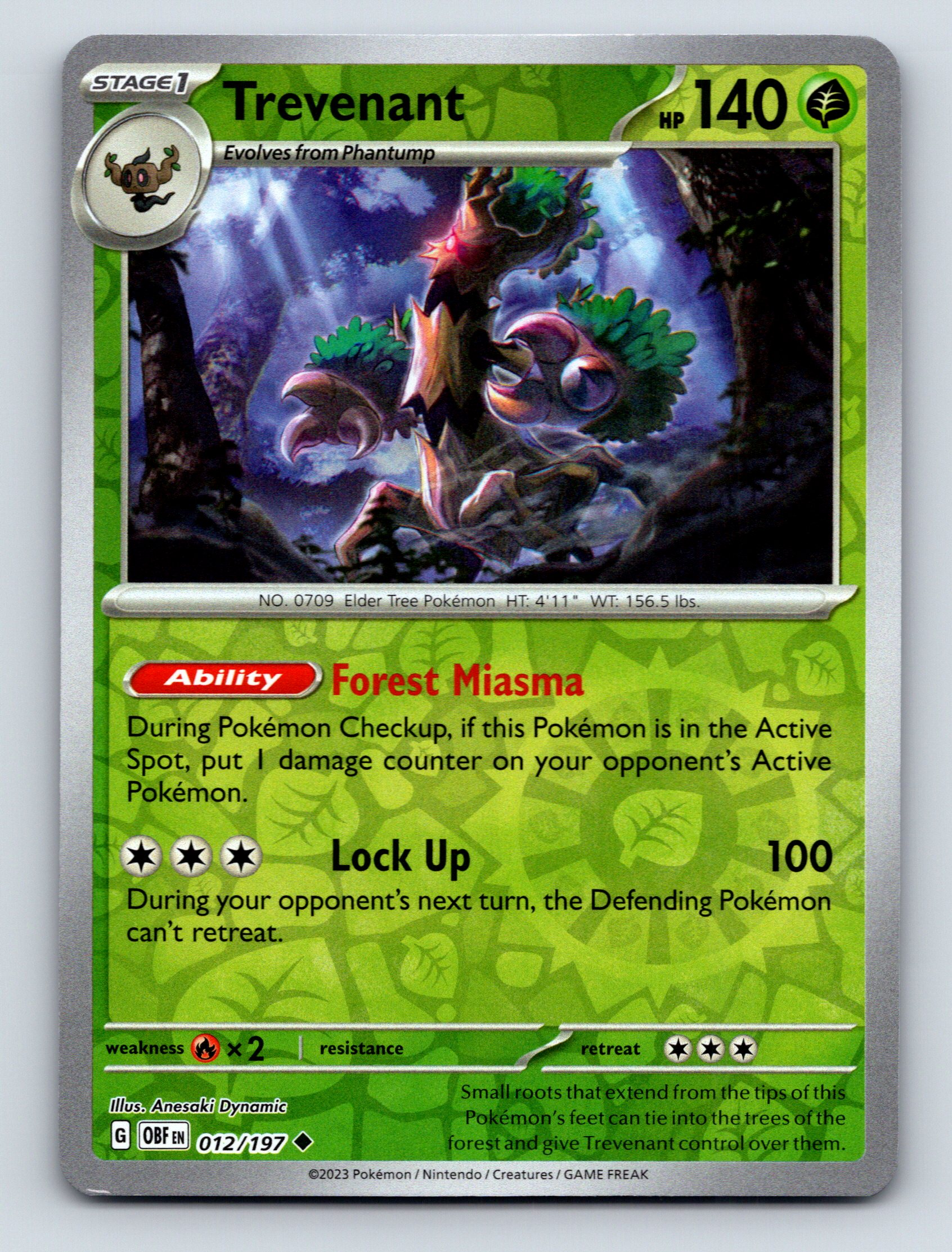 Stage 1 Trevenant HP 140 Forest Miasma Ability Lock Up Pokémon