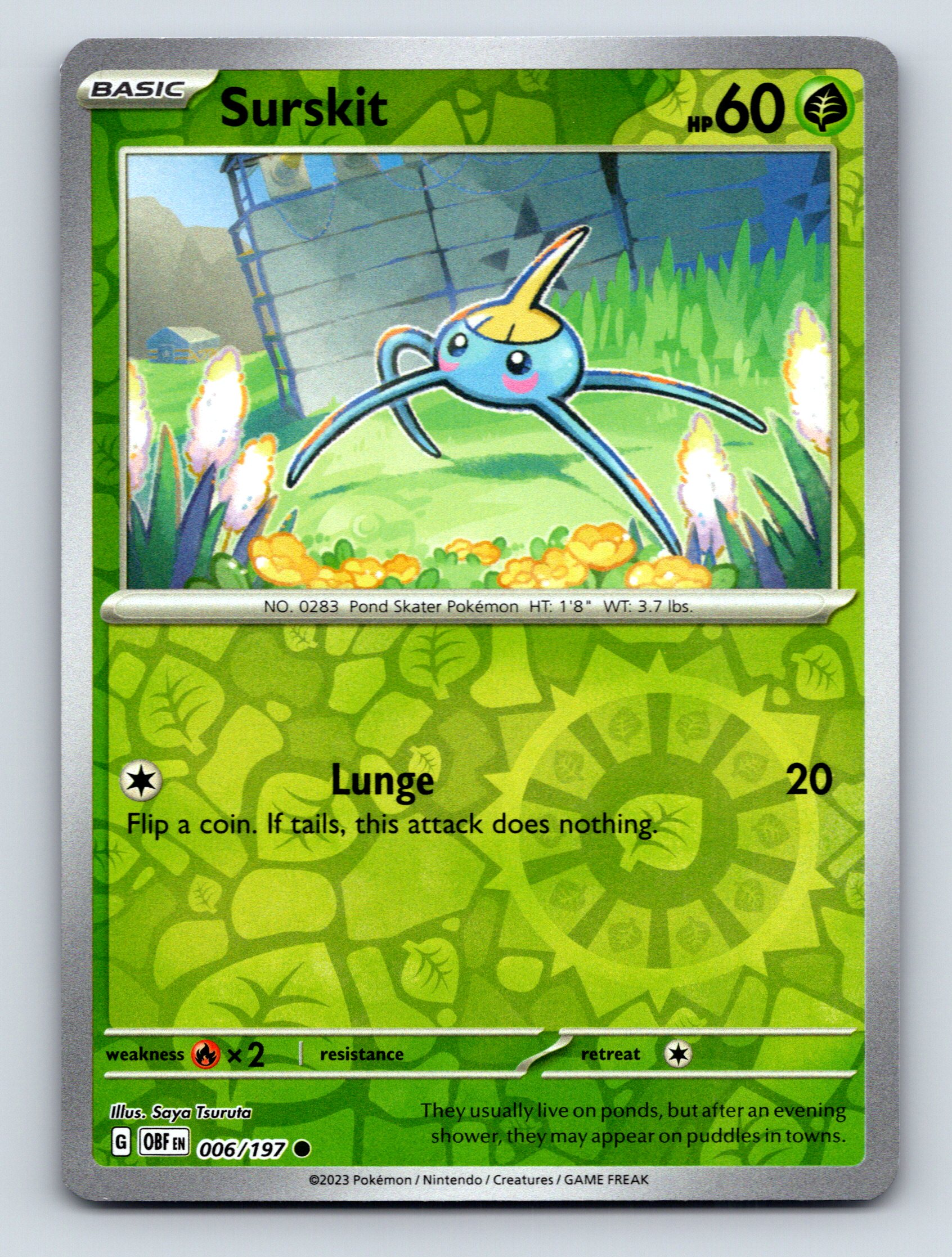 Basic Surskit HP 60 Lunge Attack Pond Skater Green Color Pokémon