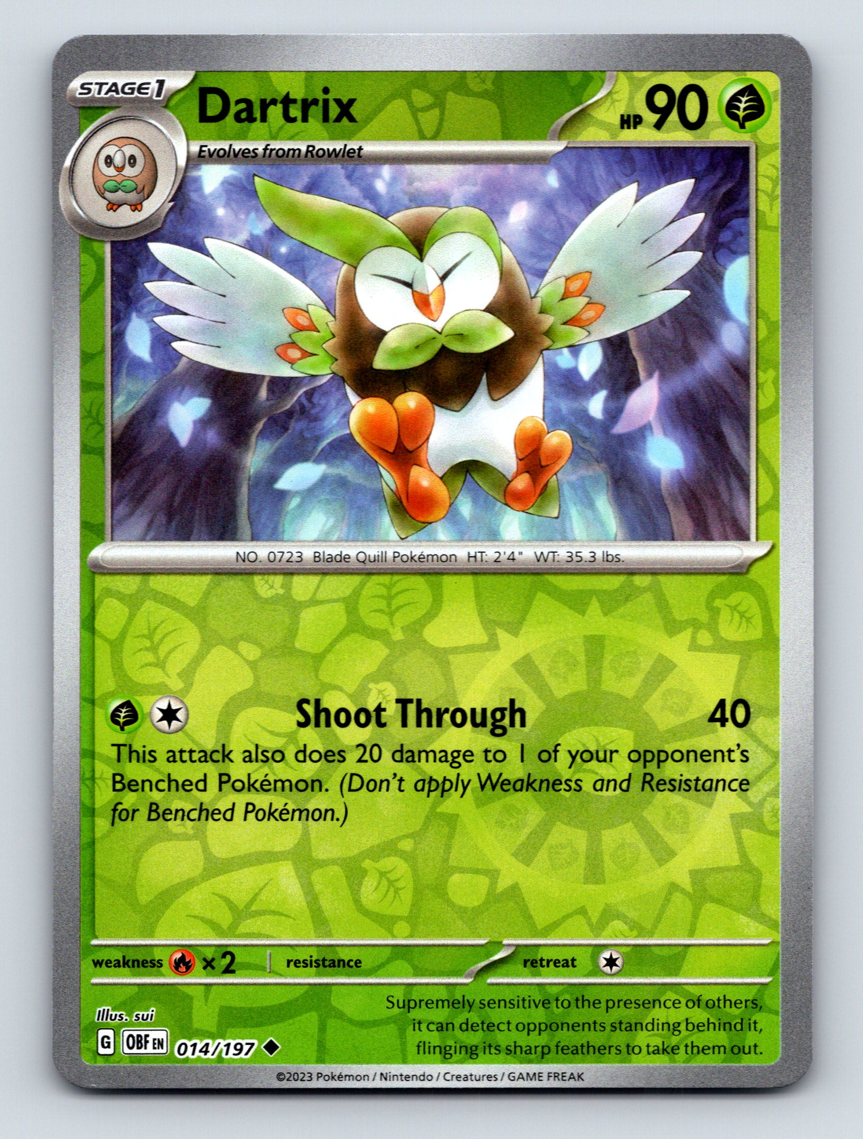 Stage 1 Dartrix HP 90 Shoot Through Attack Rarity Green Colorful ...
