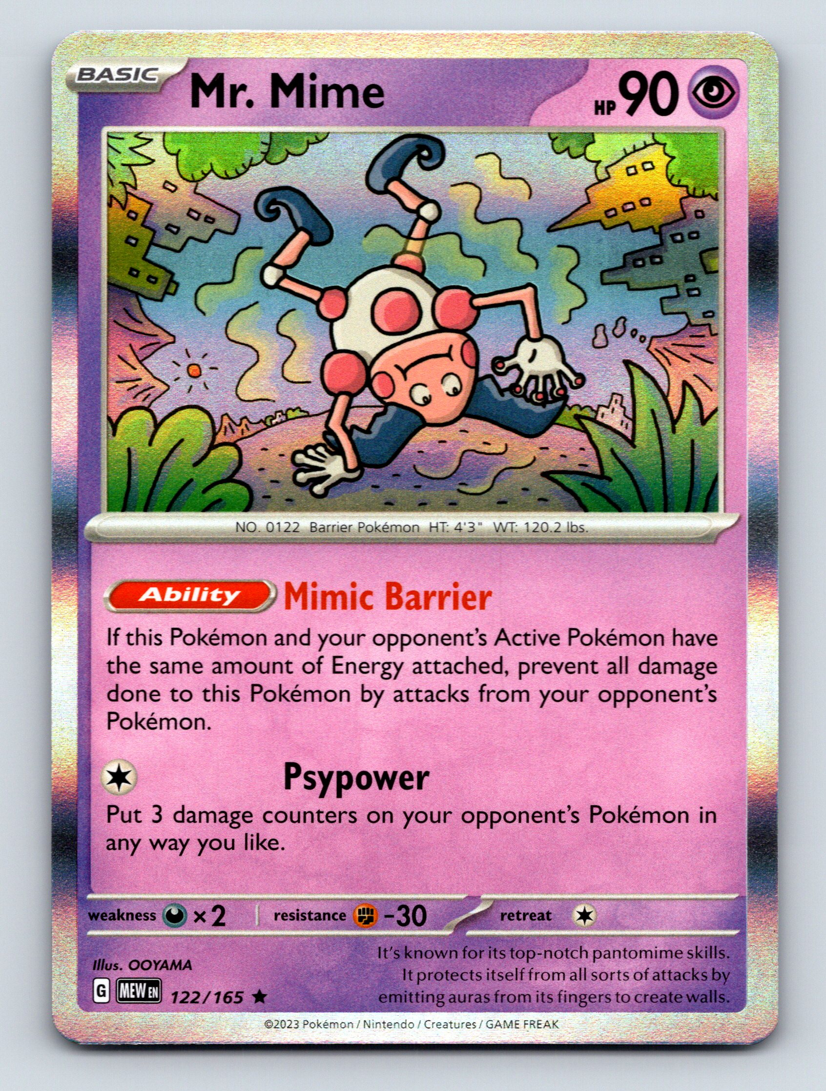Basic Mr Mime HP 90 Mimic Barrier Psypower Rarity Purple Pokémon