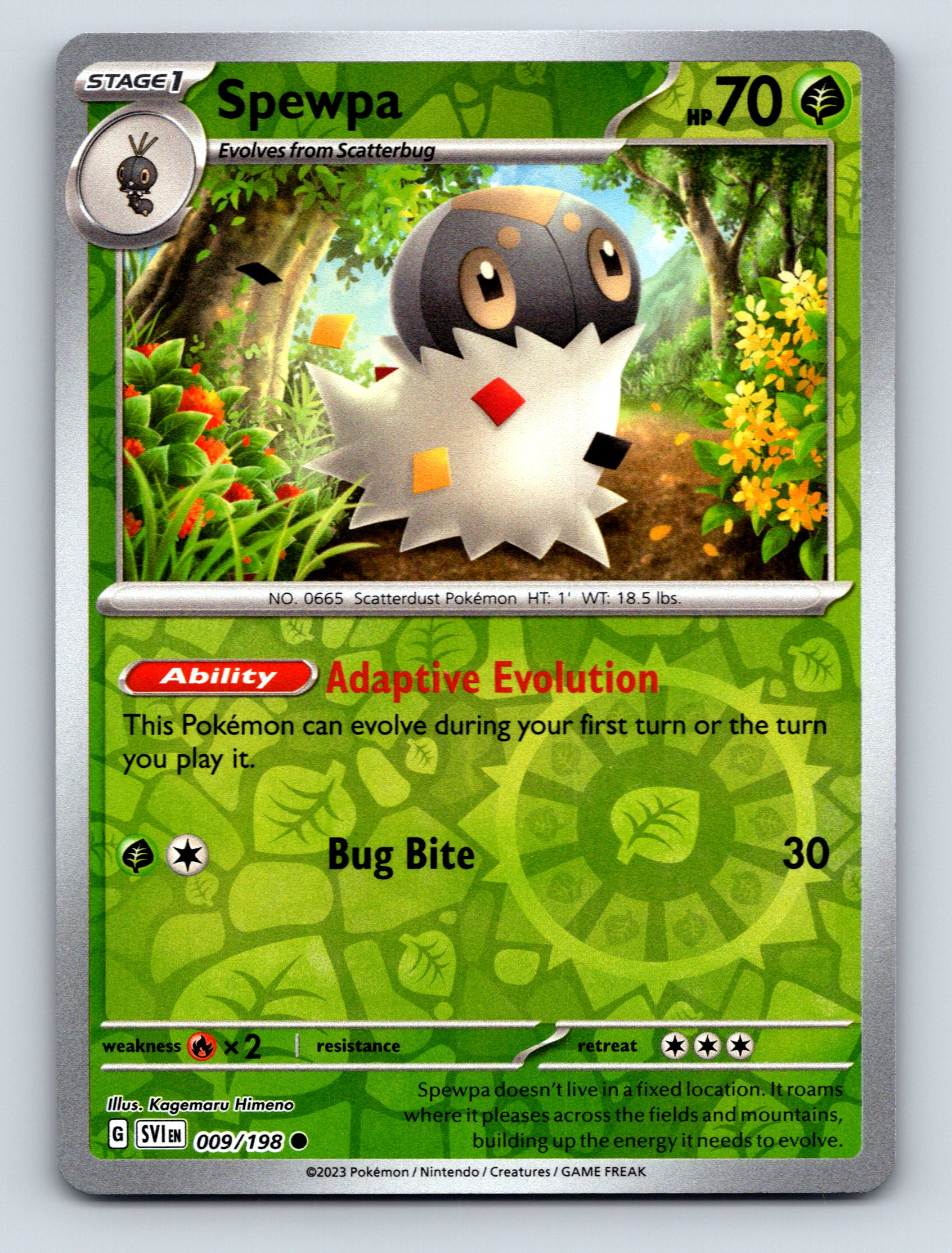 Stage 1 Spewpa HP 70 Adaptive Evolution Bug Bite Green Pokémon | eBay