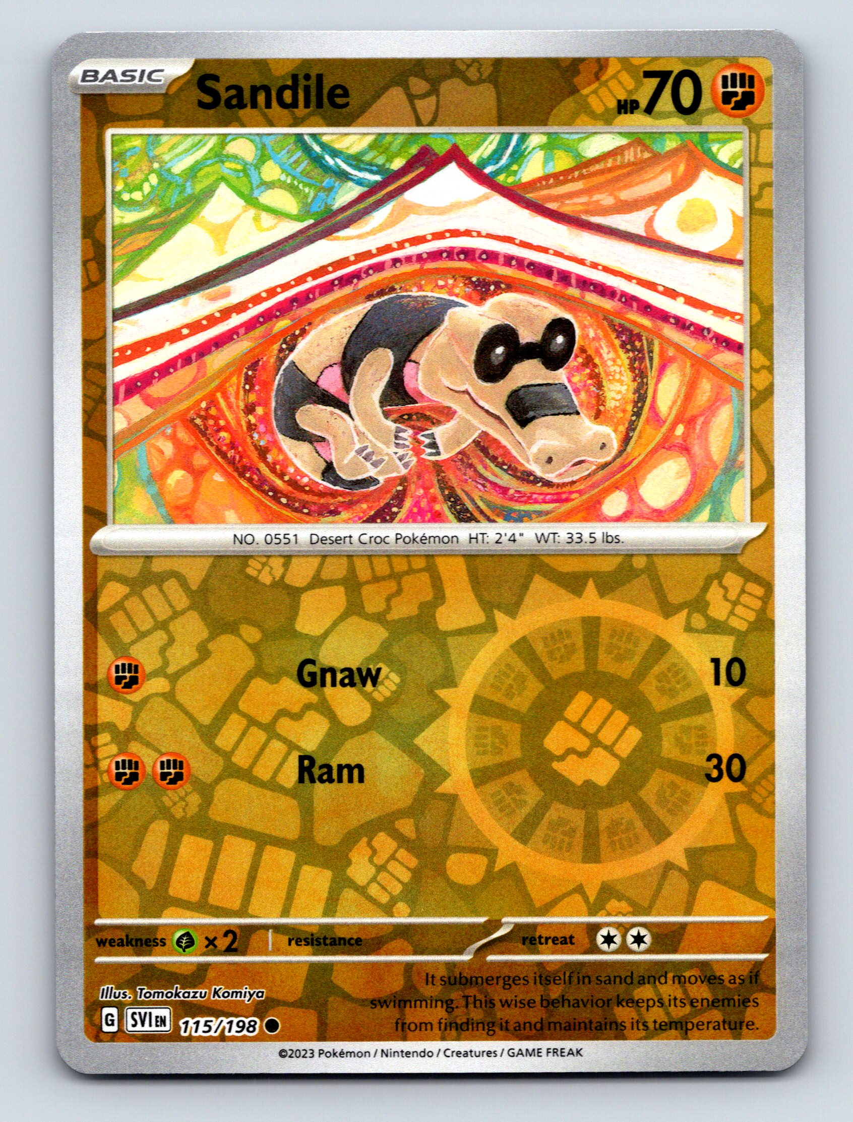 ポケモンカード サンダース HP70 Basic Sandile HP 70 Gnaw Ram Attack Rarity Colorful Pokémon Card
