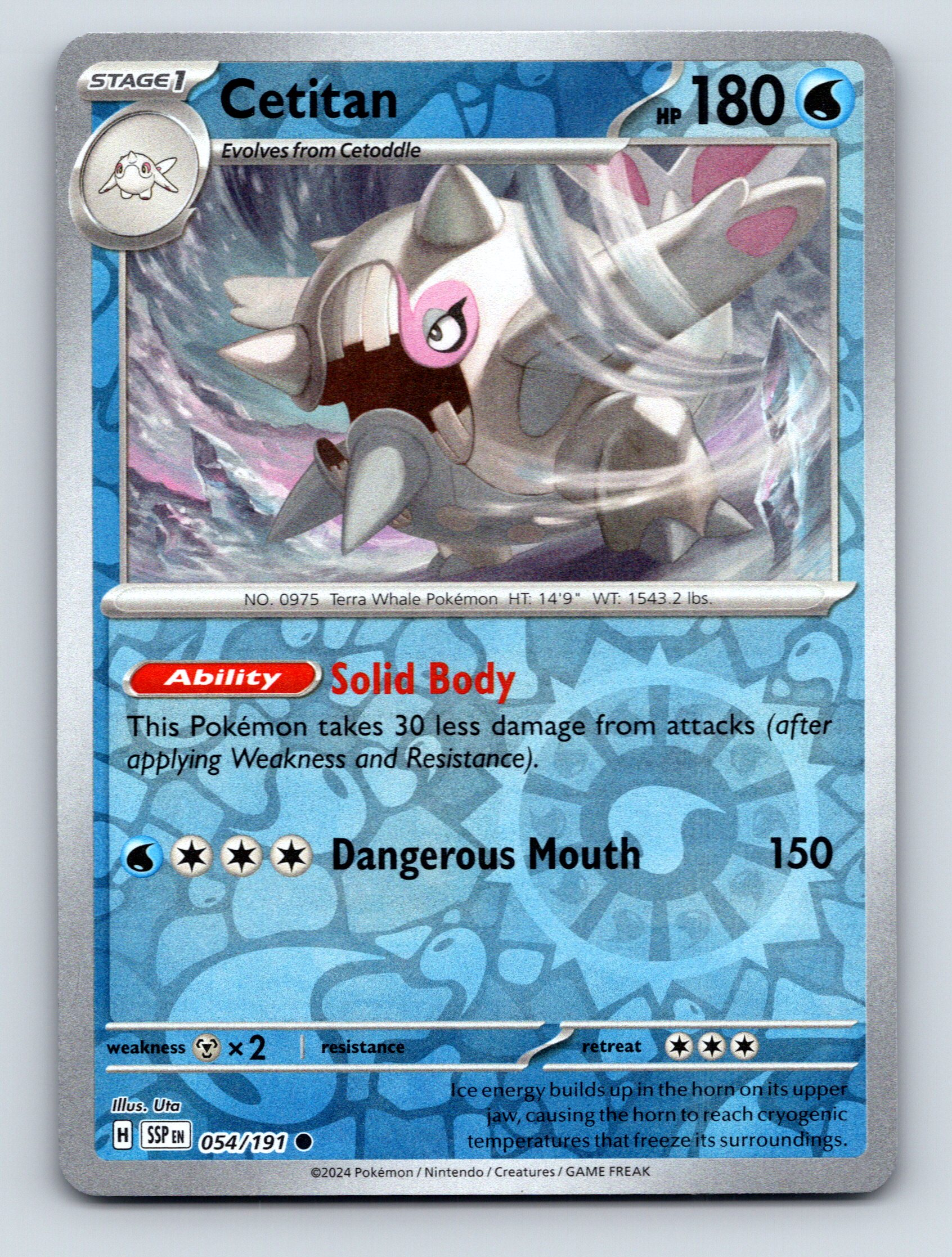 Stage 1 Cetitan HP 180 Dangerous Mouth Solid Body Blue Pokémon Card | eBay  UK