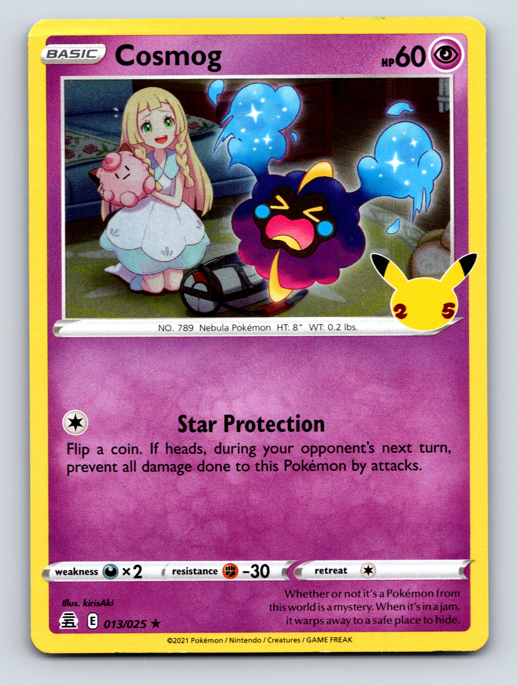 Basic Cosmog HP 60 Star Protection Rarity Purple Pokémon Card Art