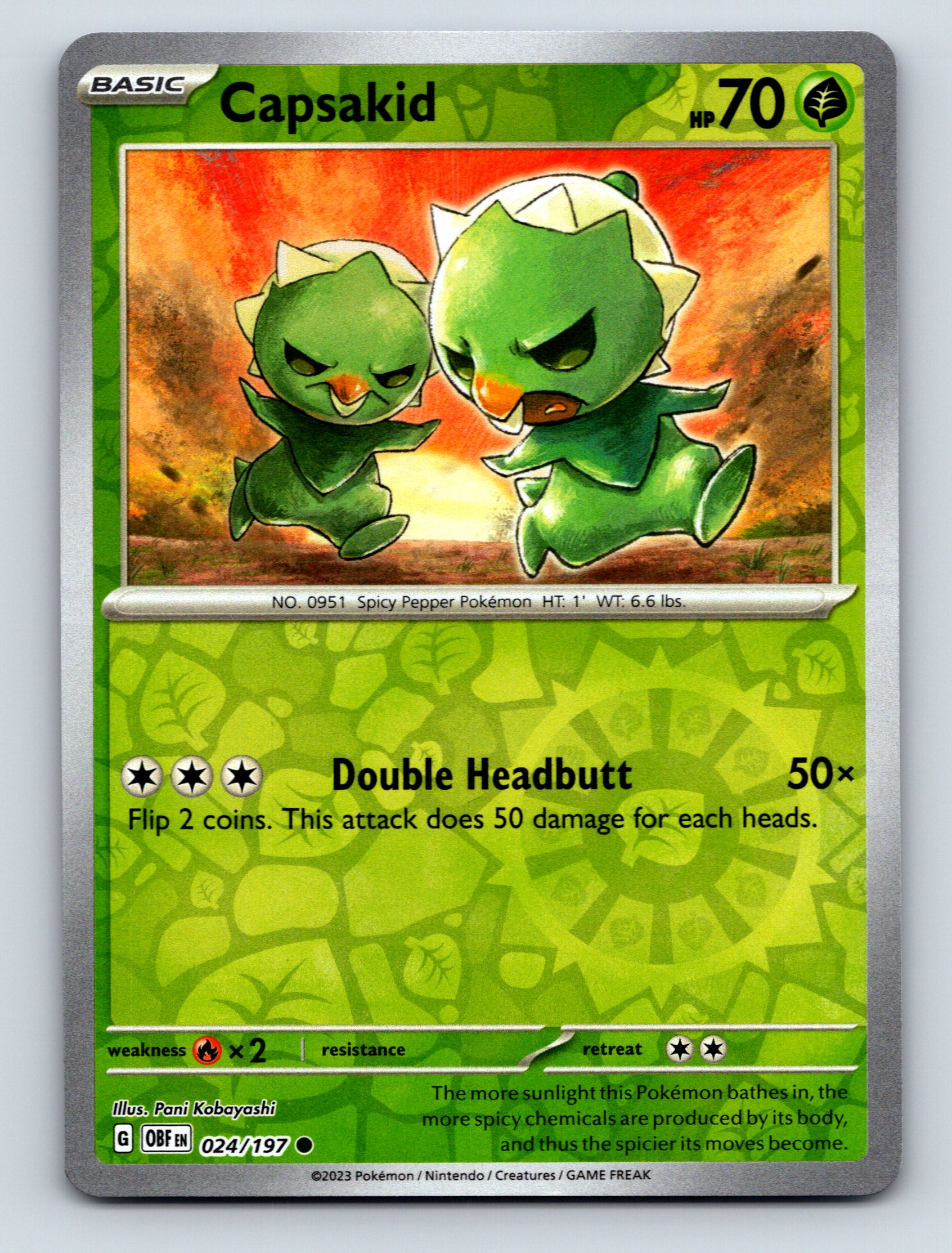 Basic Capsakid HP 70 Double Headbutt Green Spicy Pepper Pokémon | eBay