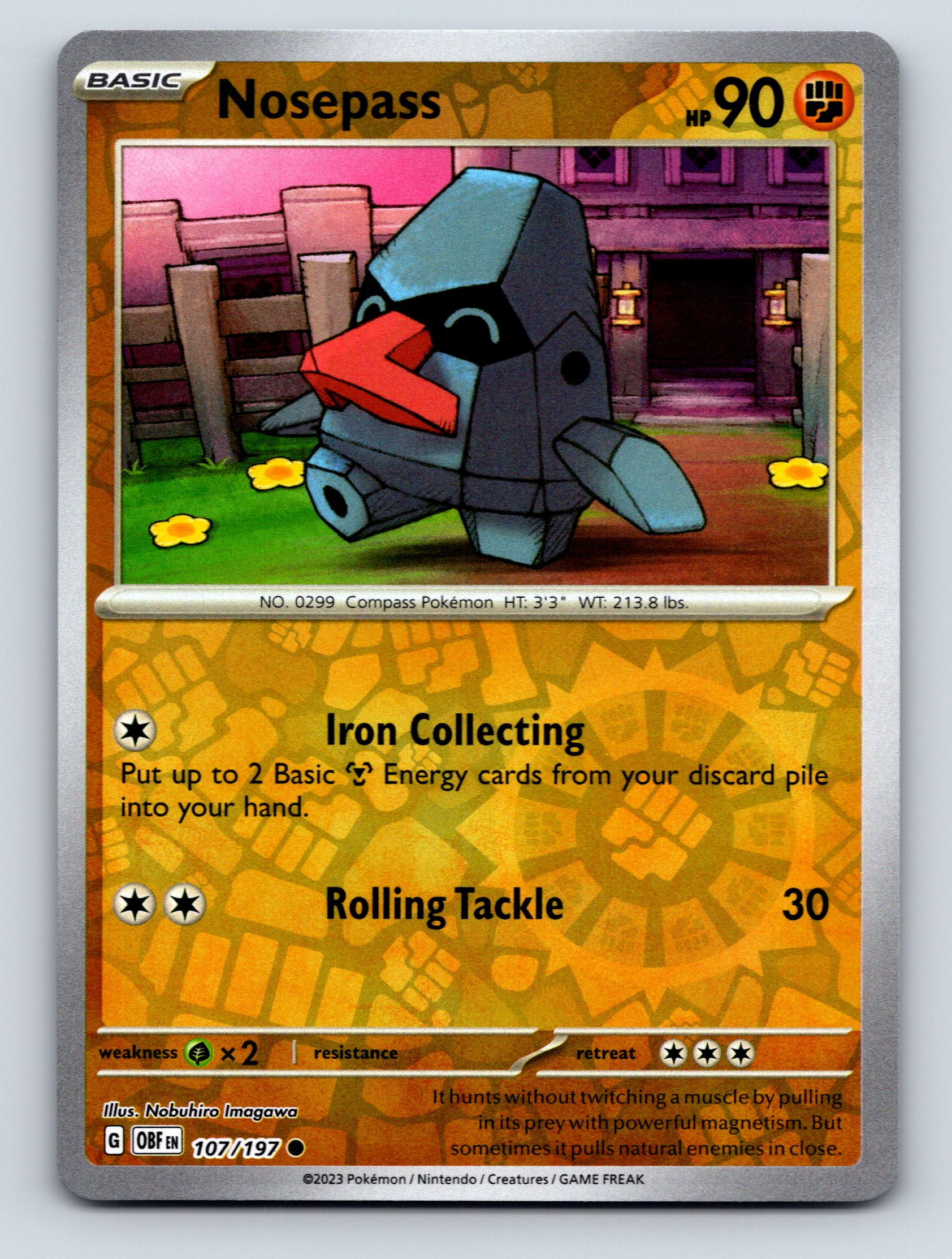 nosepass pokemon card Basic Nosepass HP 90 Iron Collecting Rolling Tackle Rarity Orange Pokémon