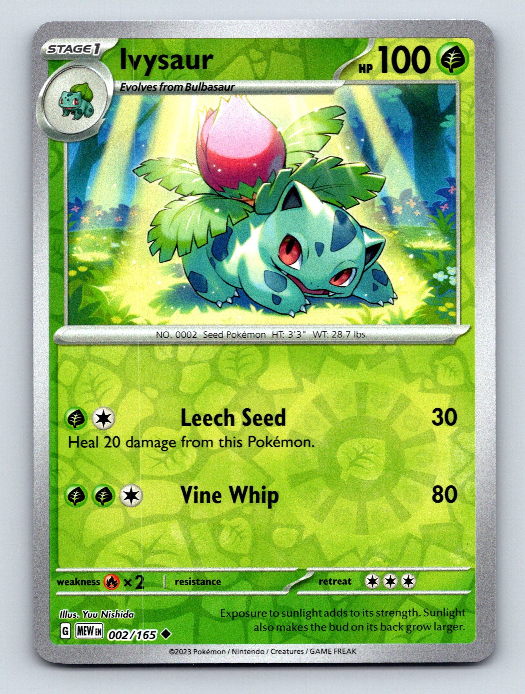 Stage 1 Ivysaur HP 100 Leech Seed Vine Whip Rarity Green Pokémon