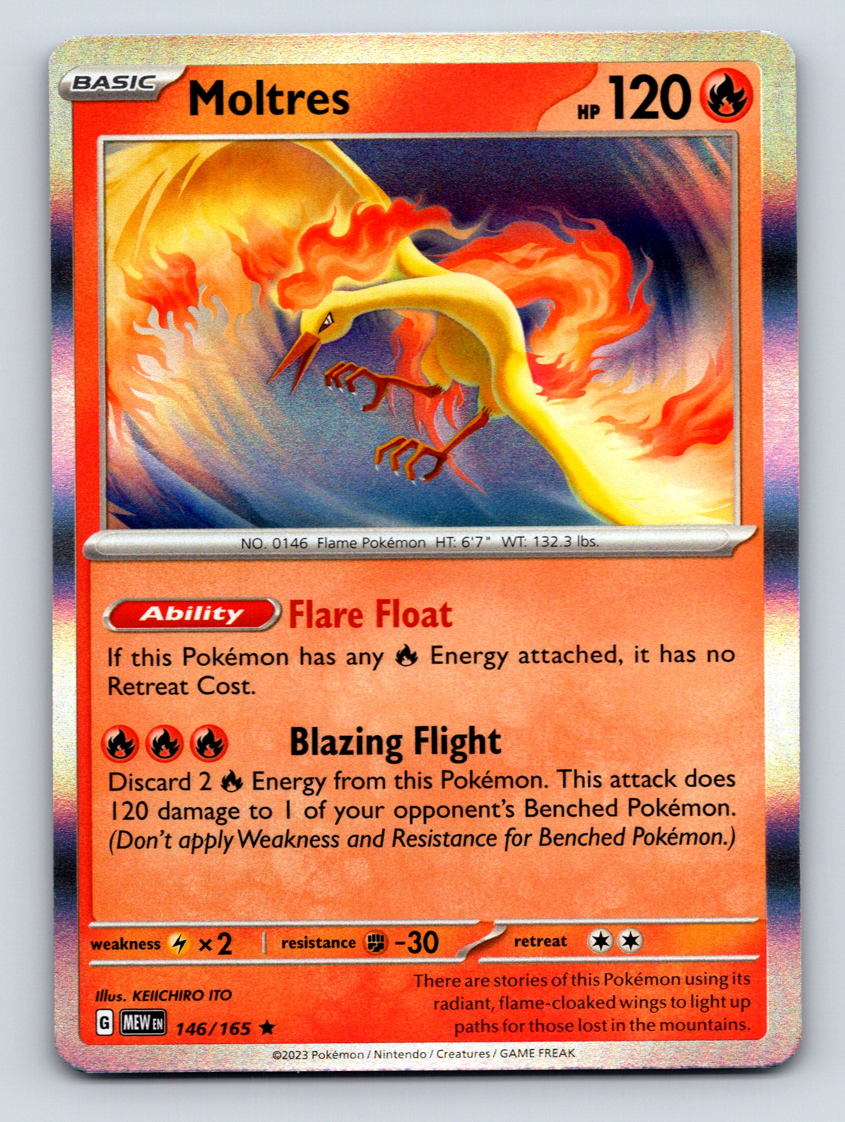 Basic Moltres HP 120 Flare Float Blazing Flight Rarity Red Fire