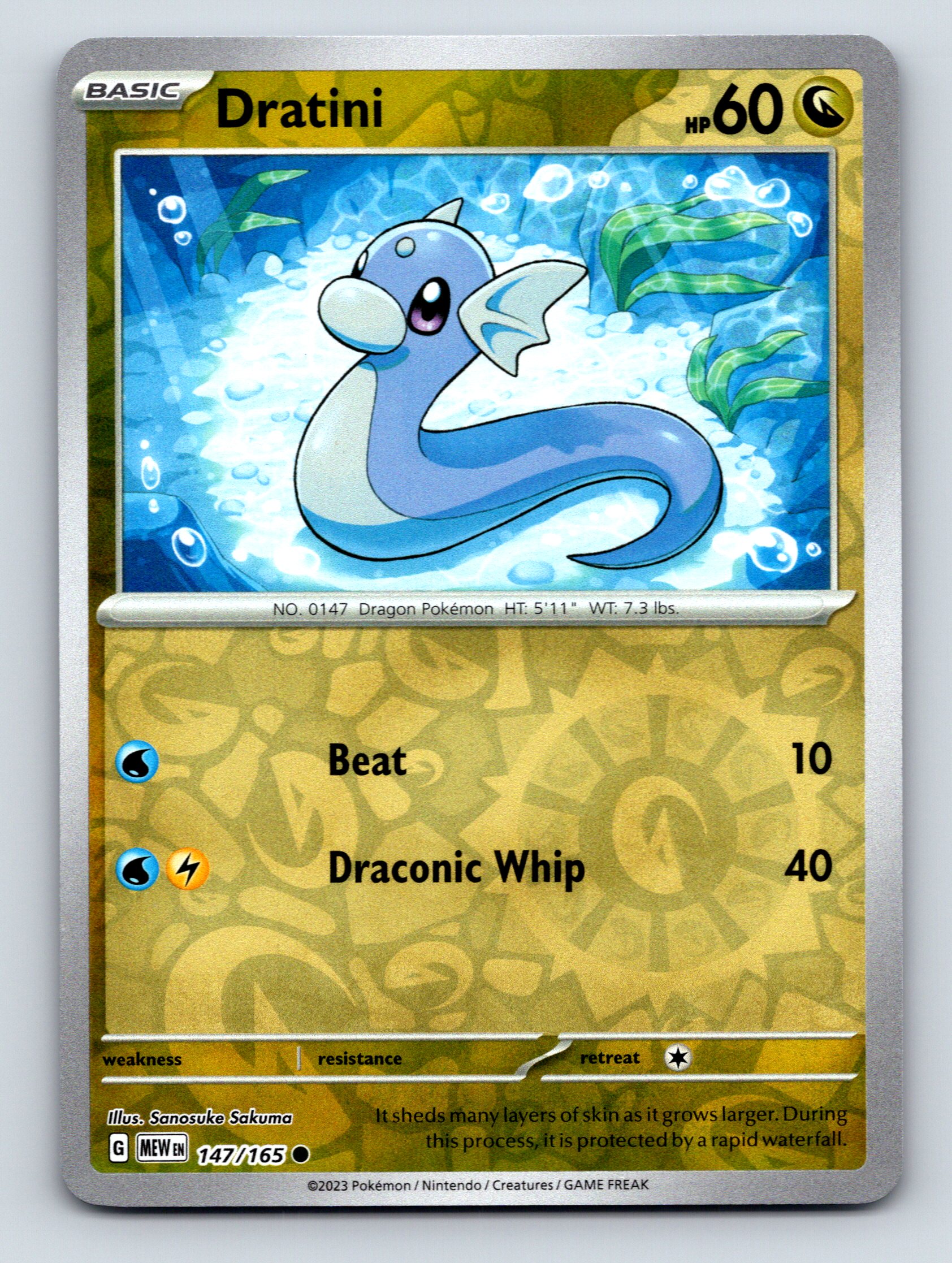 Basic Dratini HP 60 Beat Draconic Whip Rarity Blue Pokémon Card