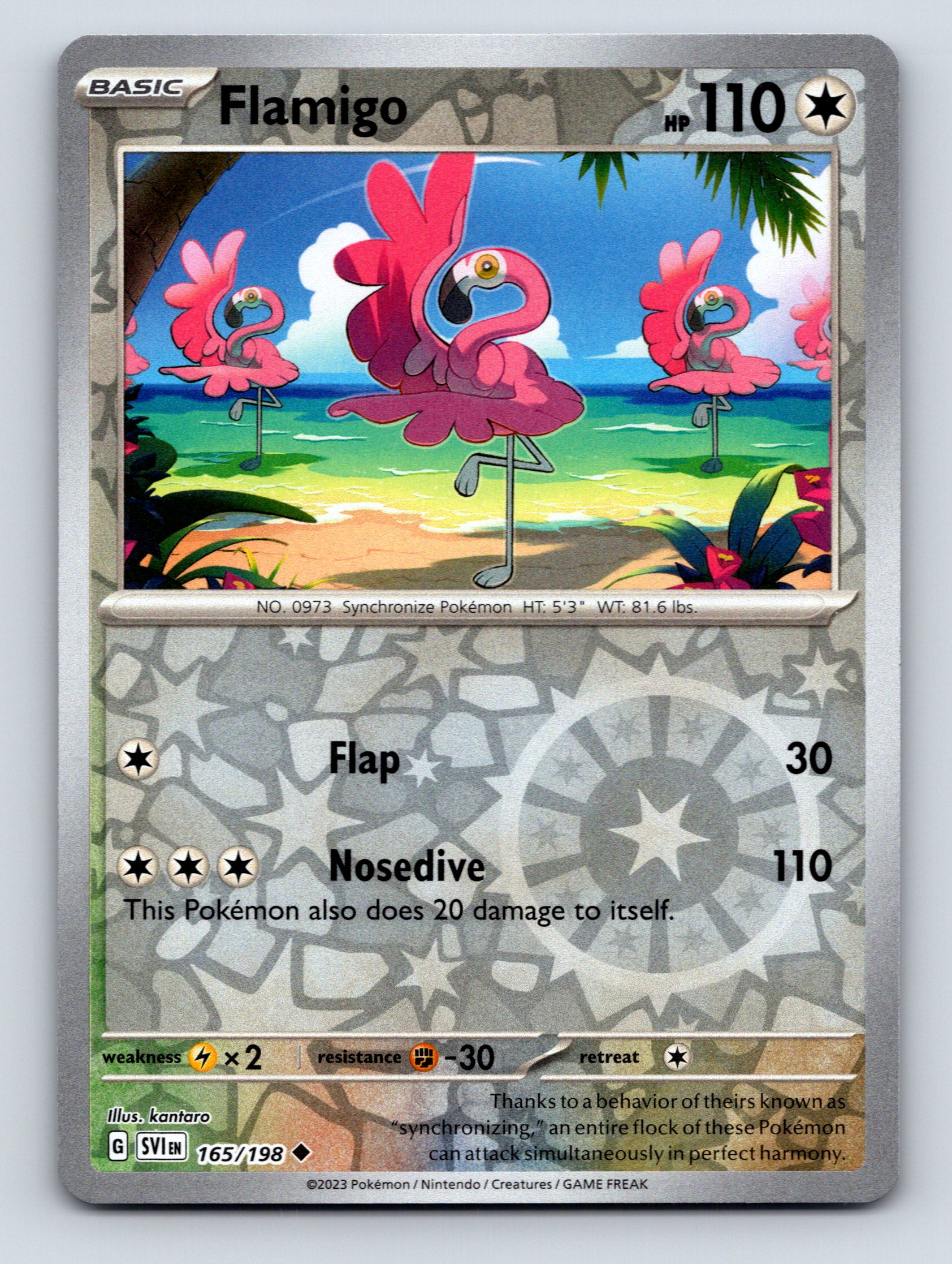 Basic Flamigo HP 110 Flap Nosedive Attack Starry Silver Pokémon | eBay