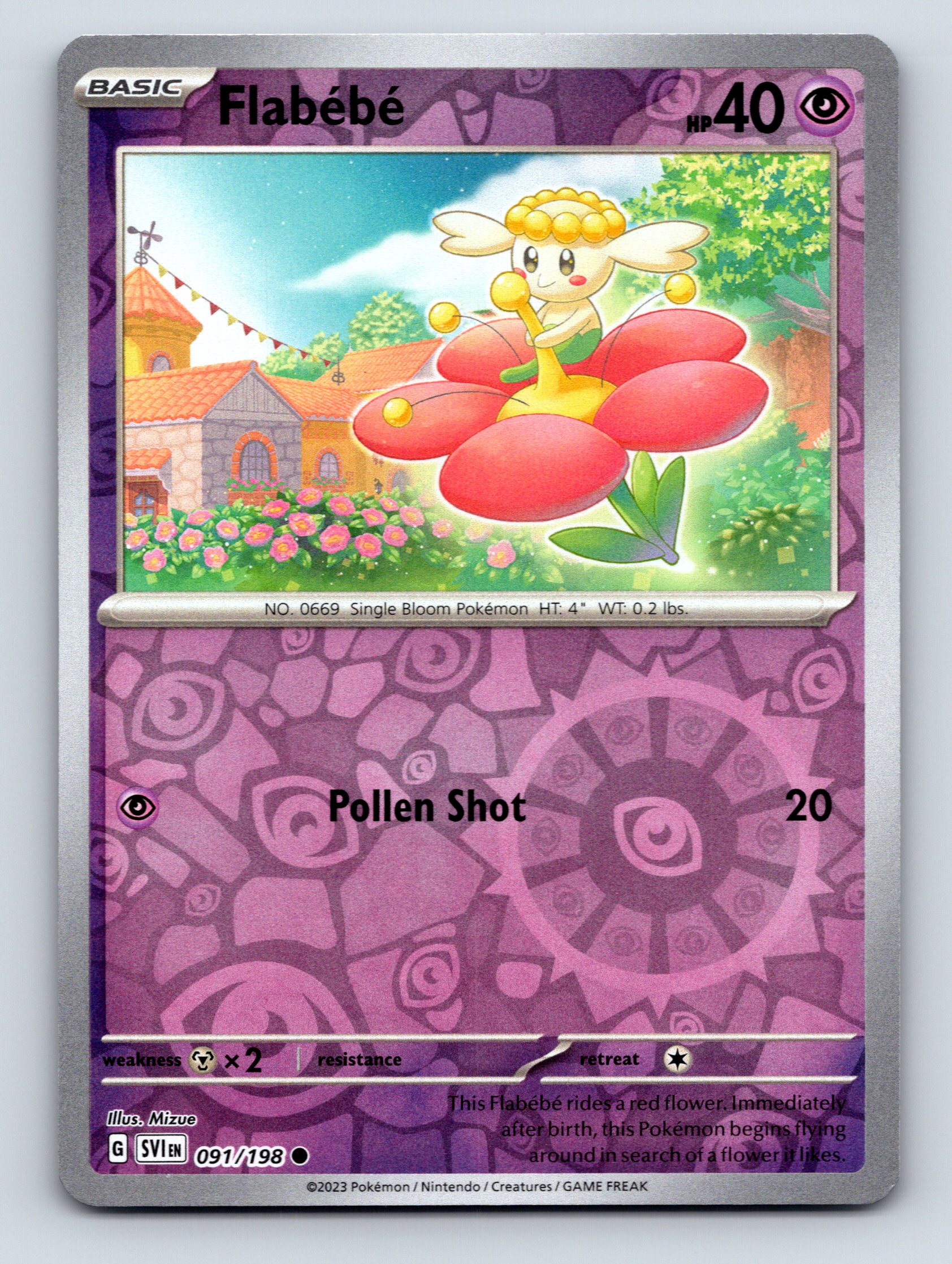 Basic Flabébé HP 40 Pollen Shot Attack Rarity Purple Floral
