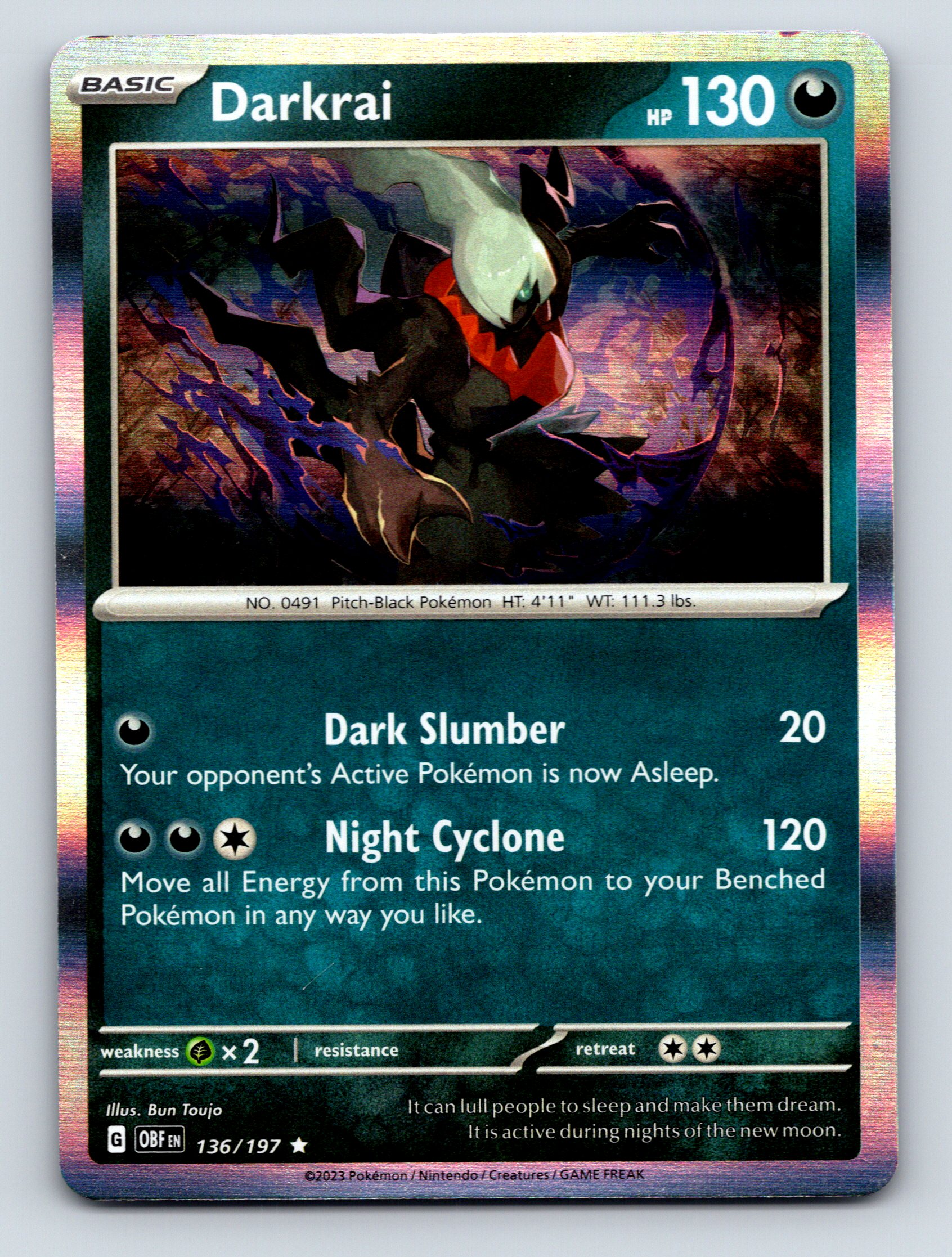 Basic Darkrai HP 130 Night Cyclone Attack Rarity Pitch Black Pokmon