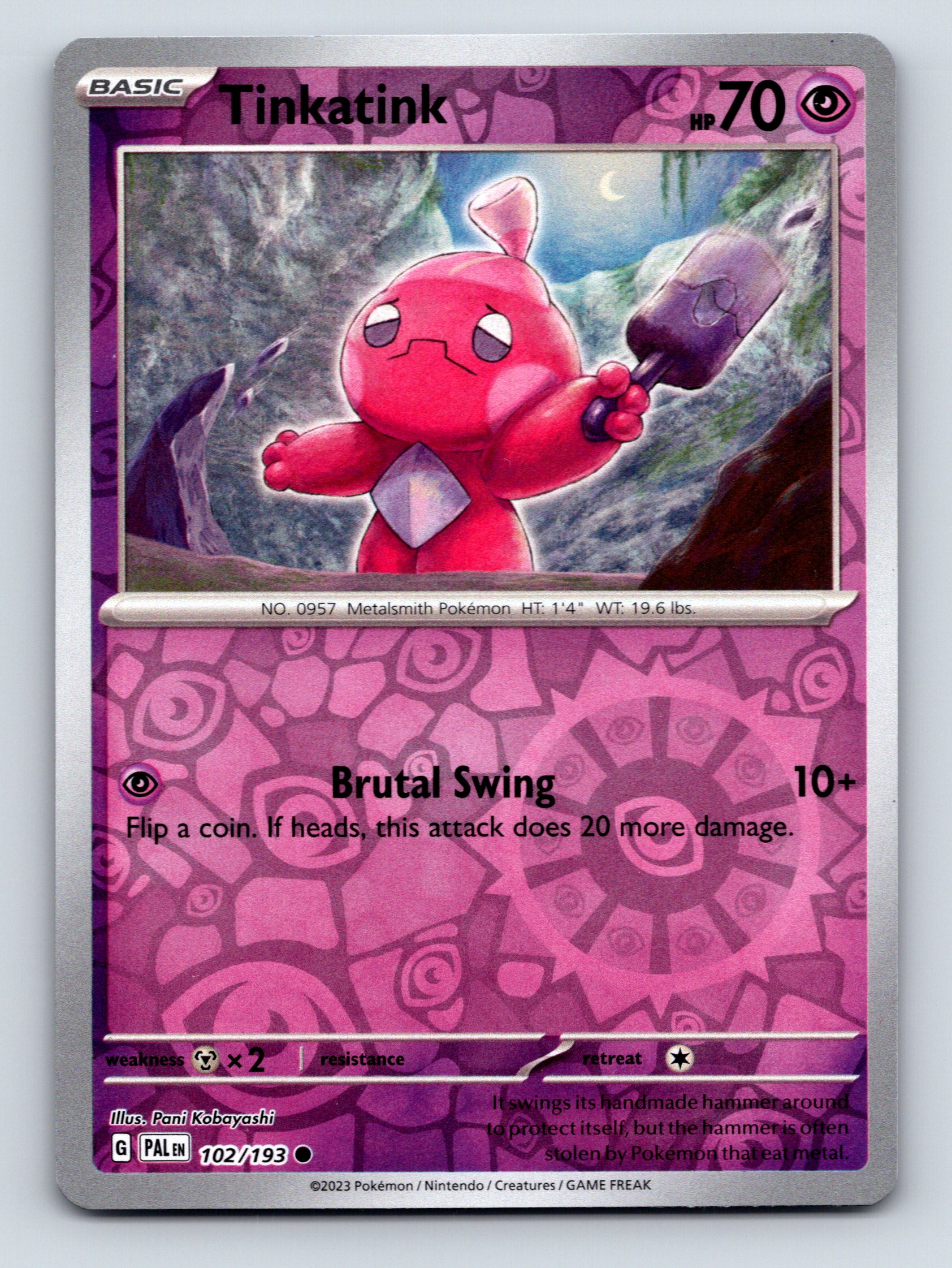 Basic Tinkatink HP 70 Brutal Swing Attack Rarity Psychic Pink Pokmon