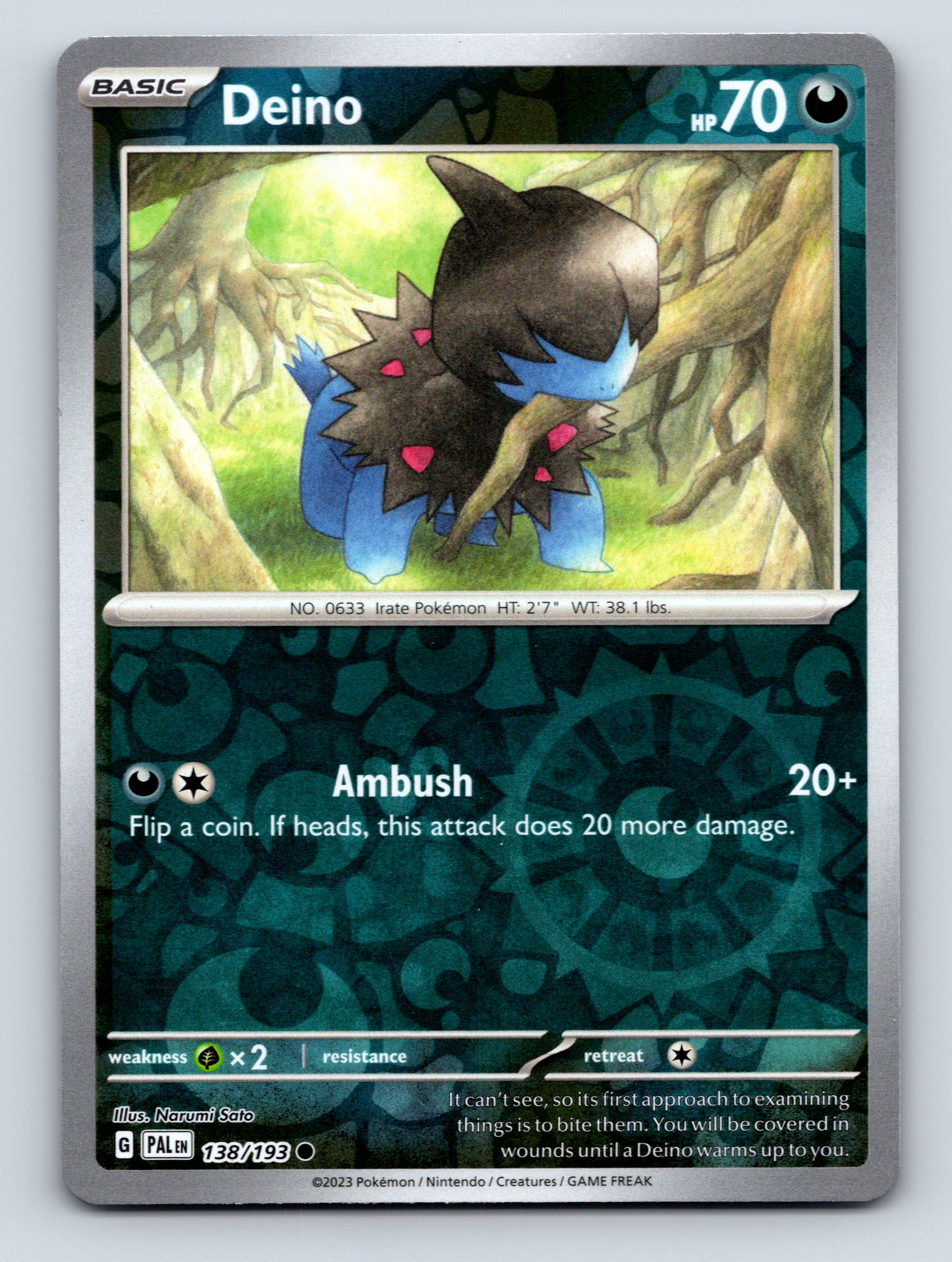 Basic Deino HP 70 Ambush Attack Rarity Blue Colorful Pokémon | eBay