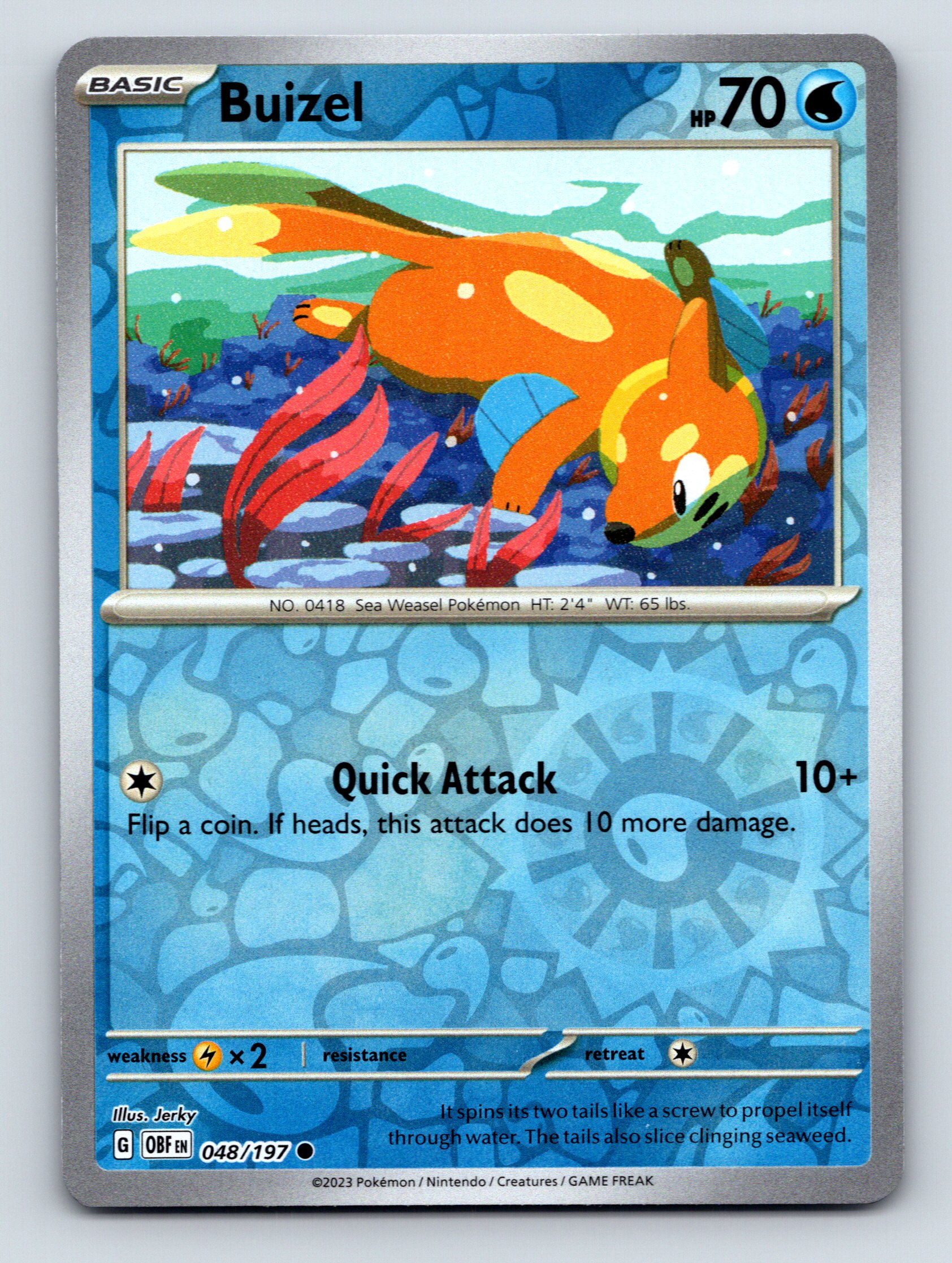 Basic Buizel HP 70 Quick Attack Rarity Blue Colorful Pokémon Card