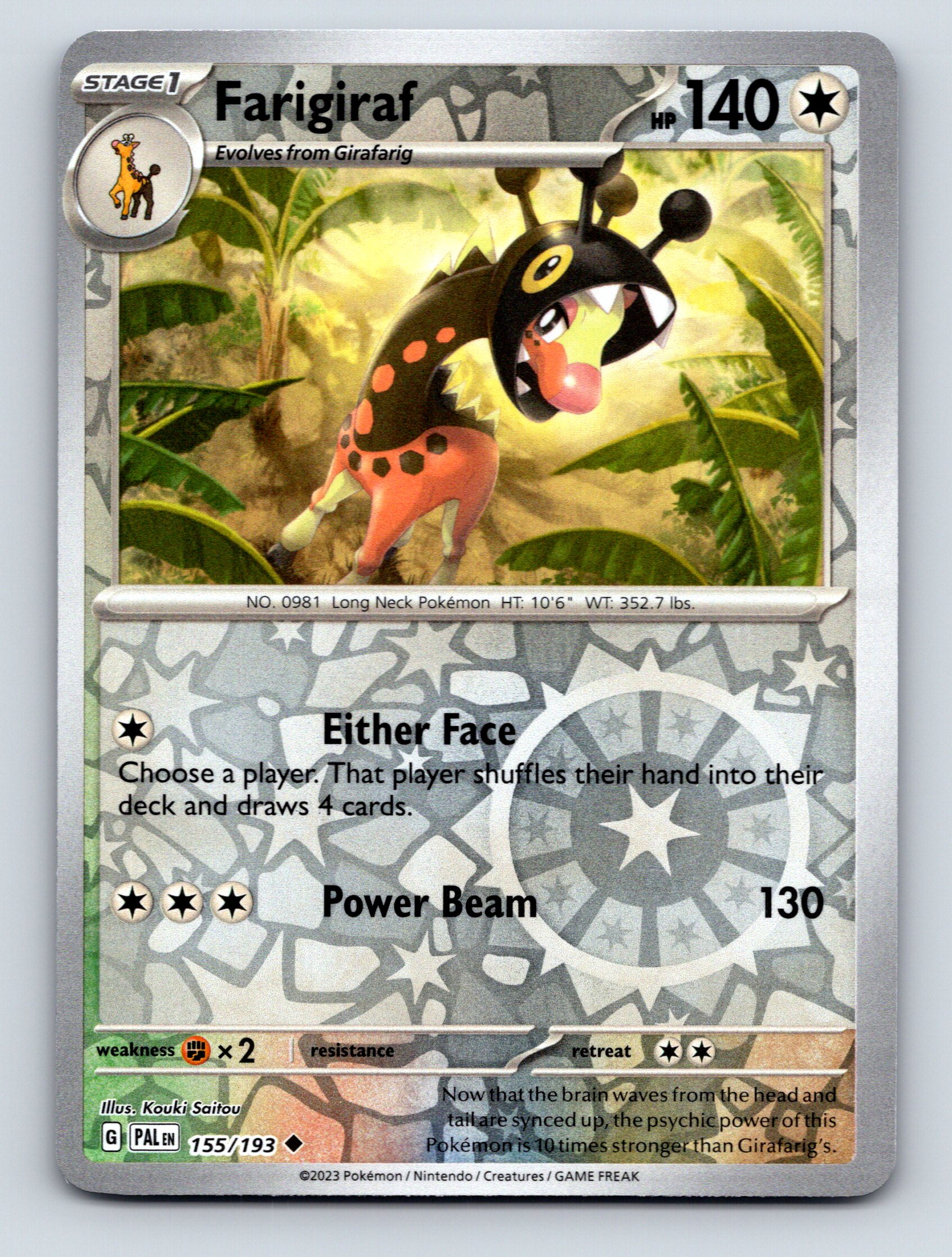 Stage 1 Farigiraf HP 140 Either Face Attack Rarity Green Pokmon