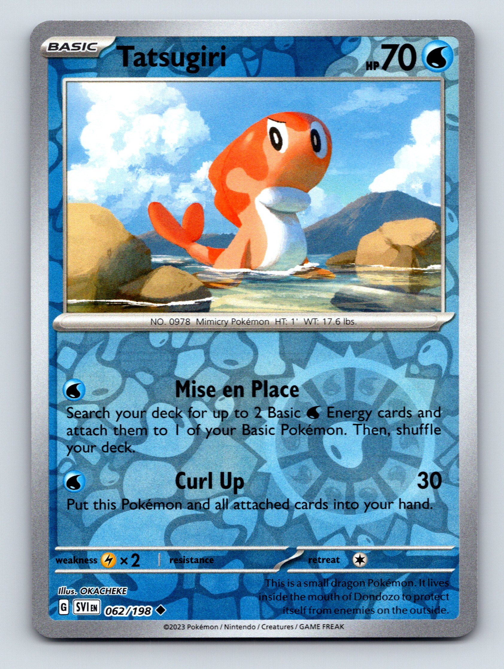 Basic Tatsugiri HP 70 Mise En Place Attack Rarity Blue Mimicry