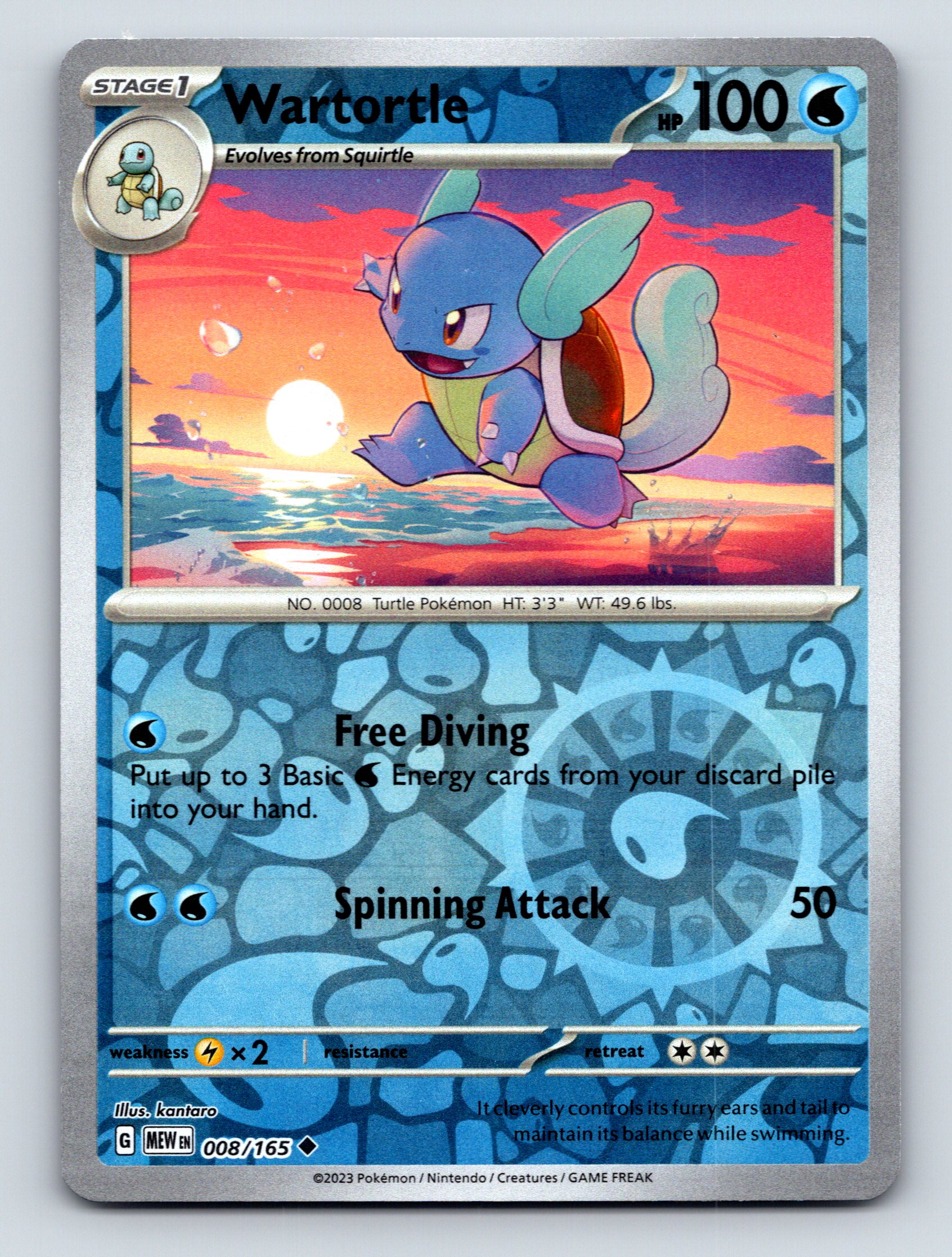 Stage 1 Wartortle HP 100 Free Diving Rarity Blue Colorful Pokémon