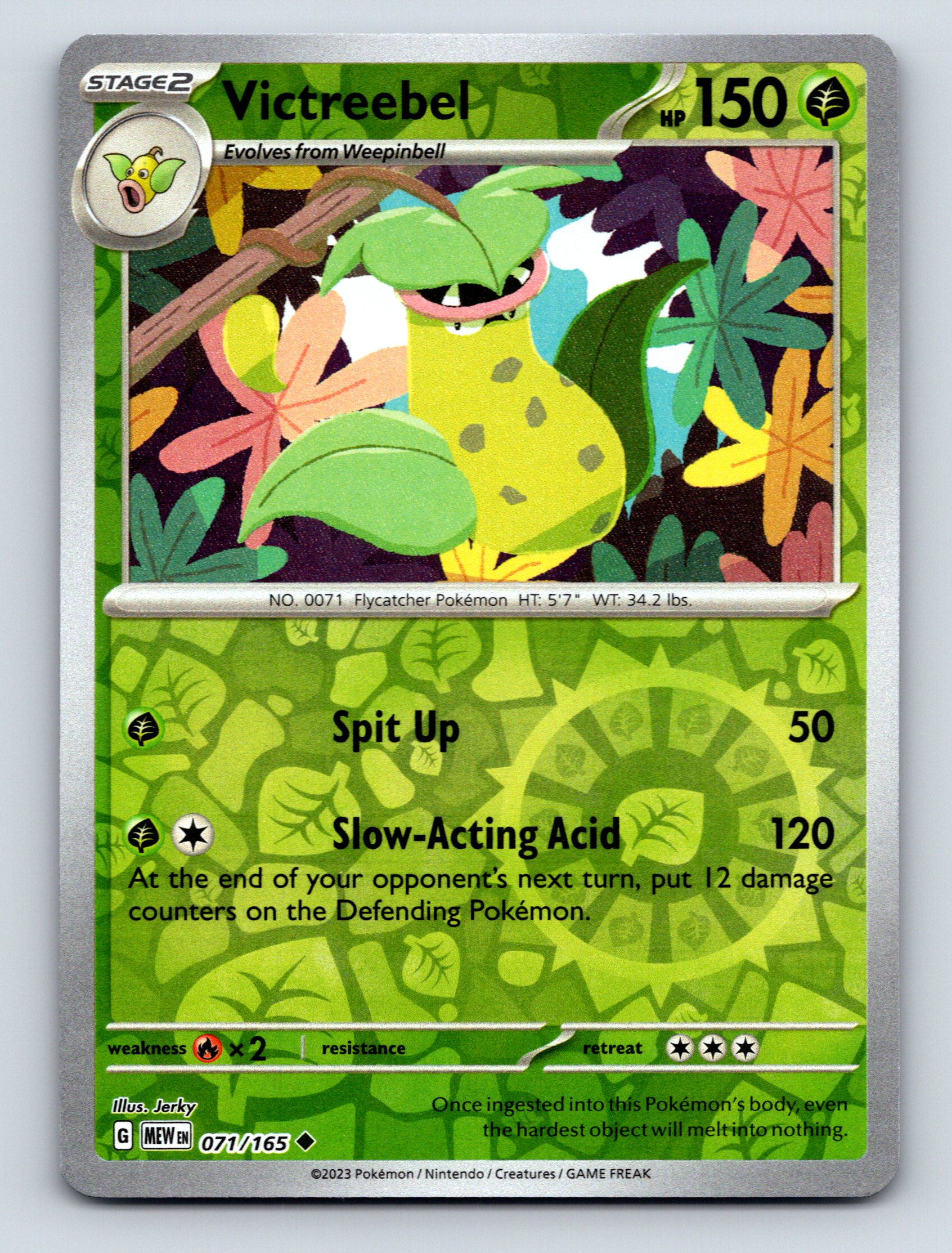 Stage 2 Victreebel HP 150 SlowActing Acid Attack Green Flycatcher
