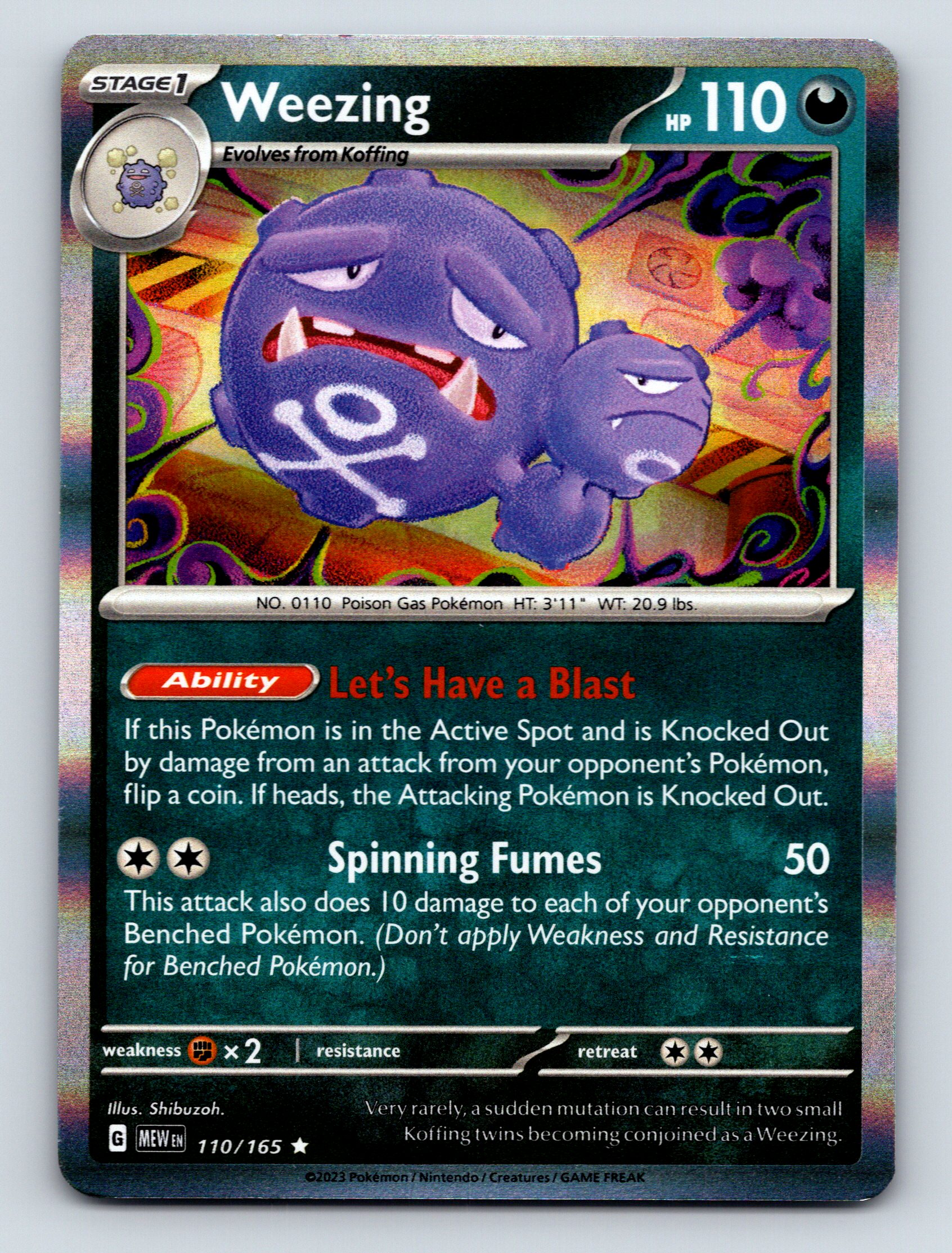Stage 1 Weezing HP 110 Lets Have A Blast Rarity Purple Vibrant