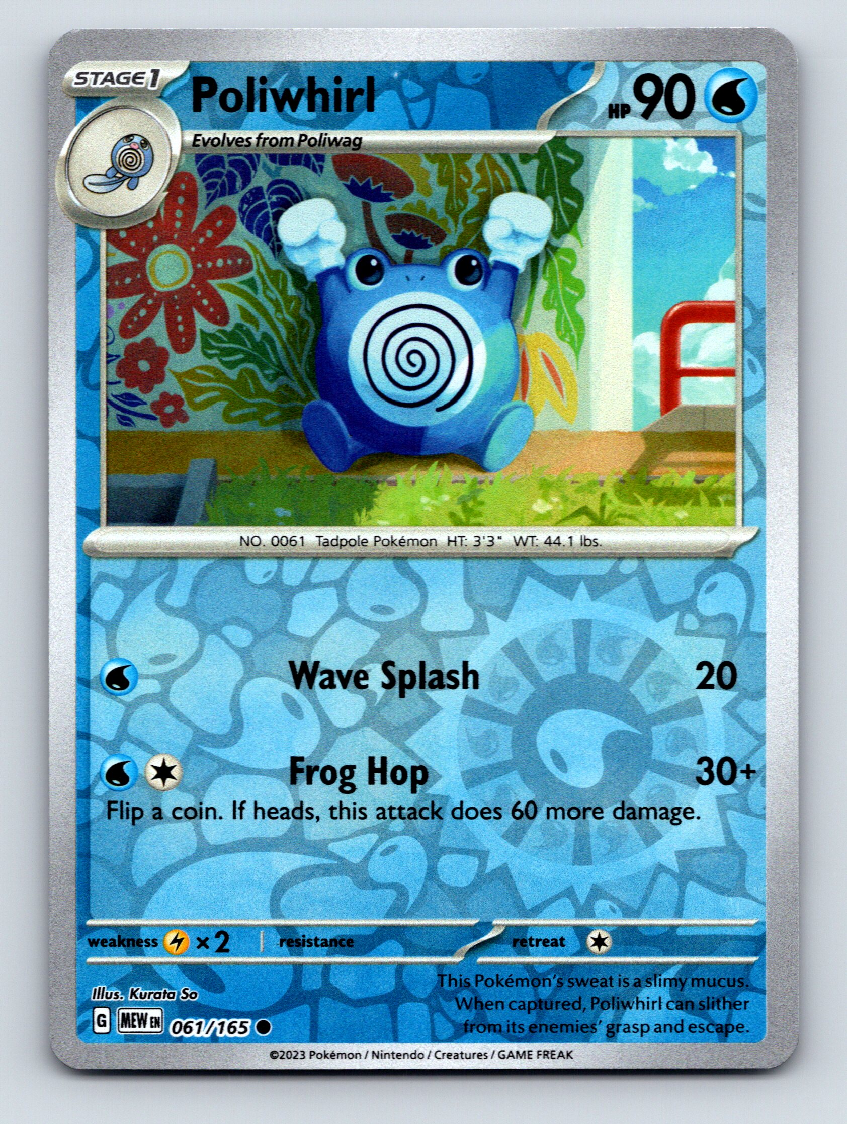 Stage 1 Poliwhirl HP 90 Wave Splash Attack Rarity Blue Colorful
