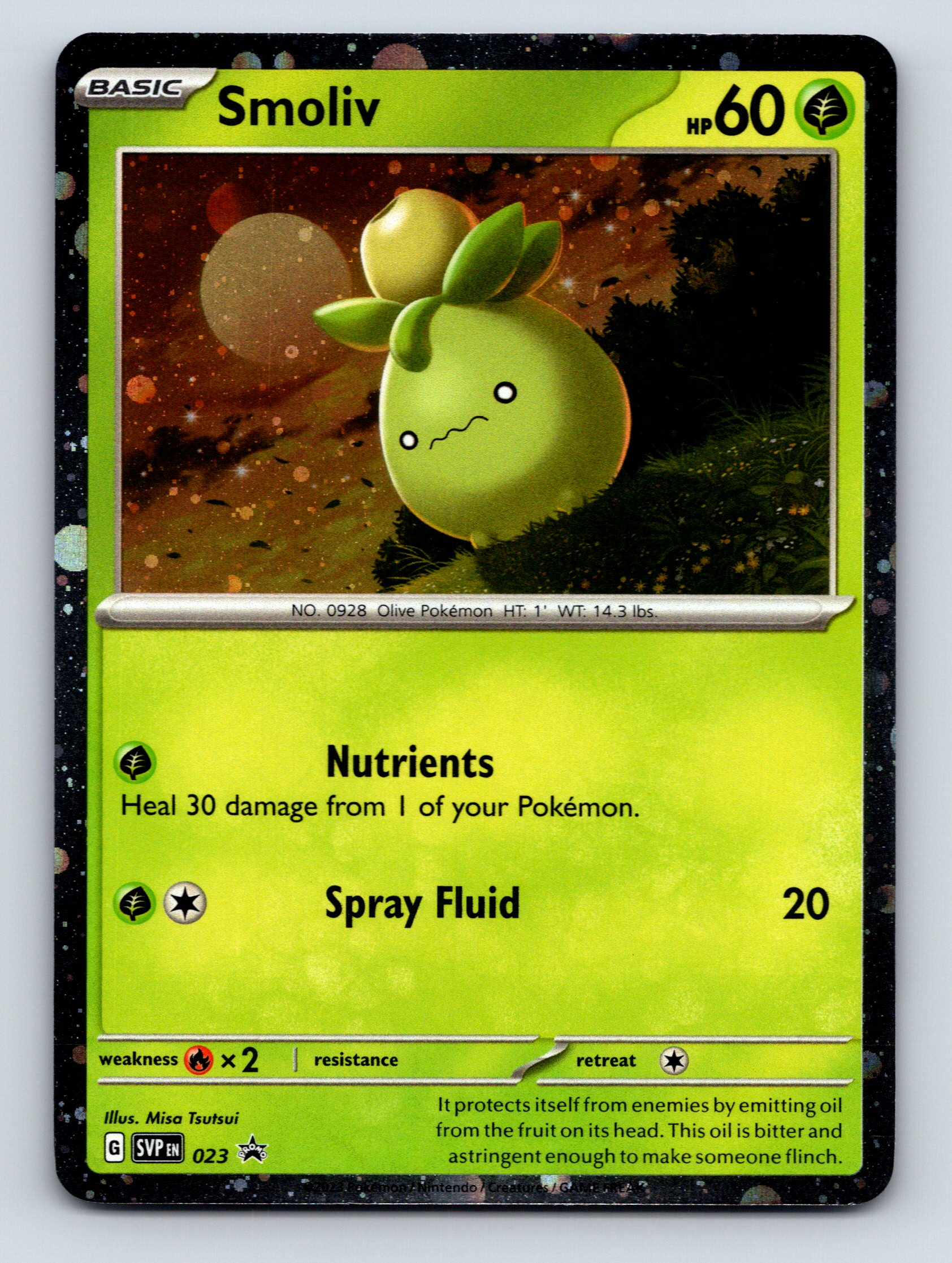 Basic Smoliv HP 60 Spray Fluid Attack Green Olive Pokémon Card | eBay