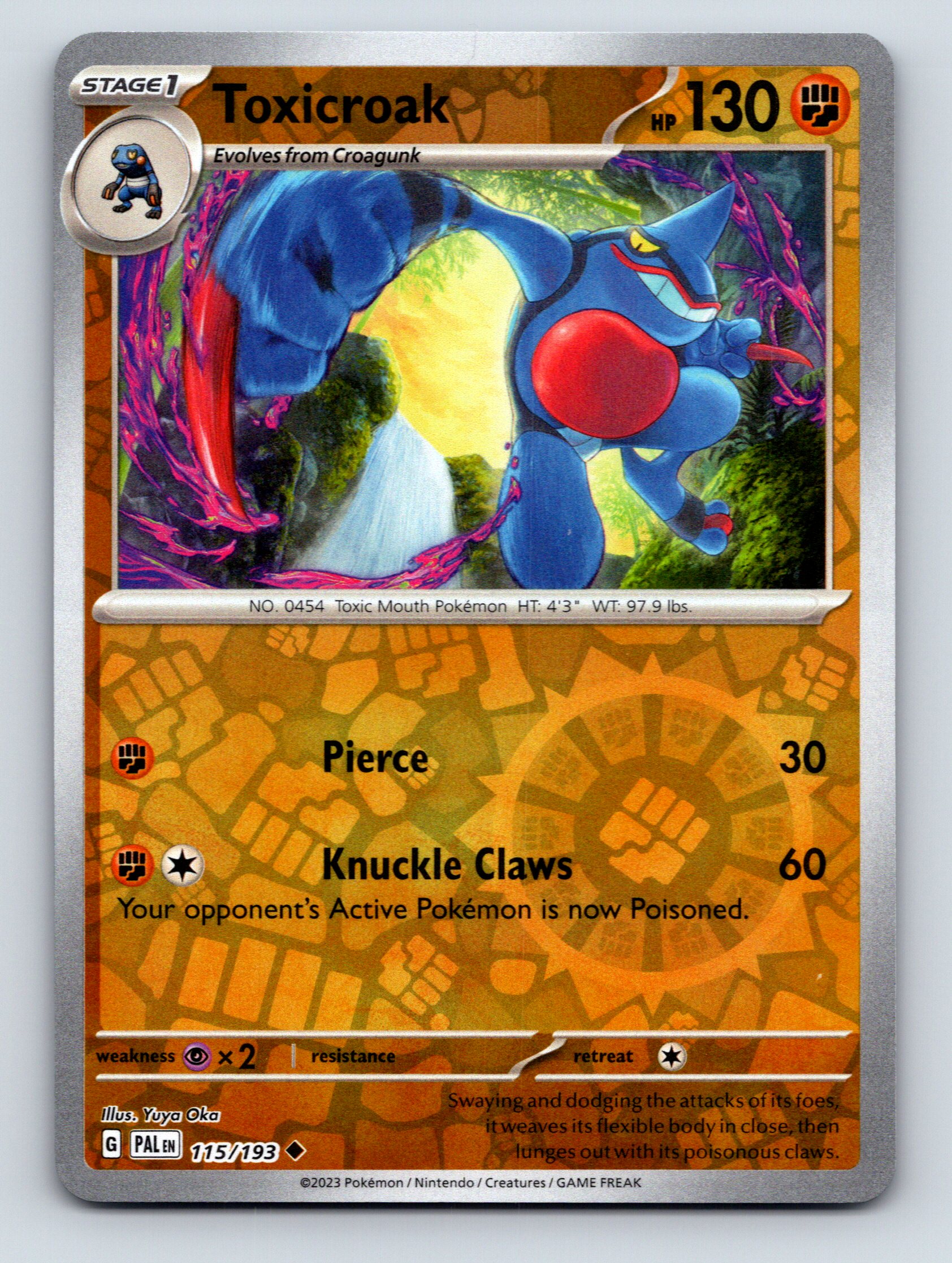 Stage 1 Toxicroak HP 130 Knuckle Claws Rare Colorful Pokémon Card
