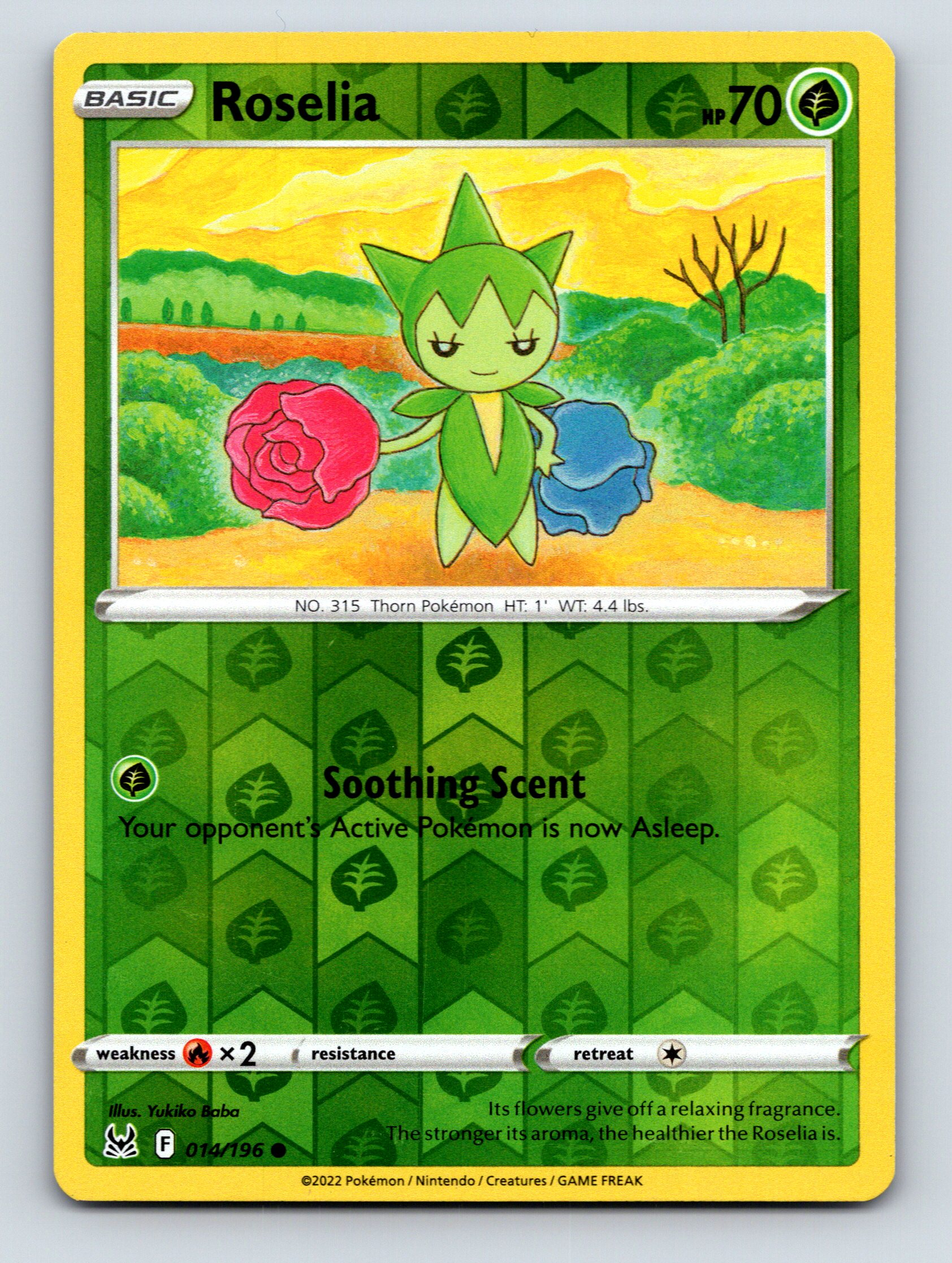 Basic Roselia HP 70 Soothing Scent Attack Rarity Green Pokémon