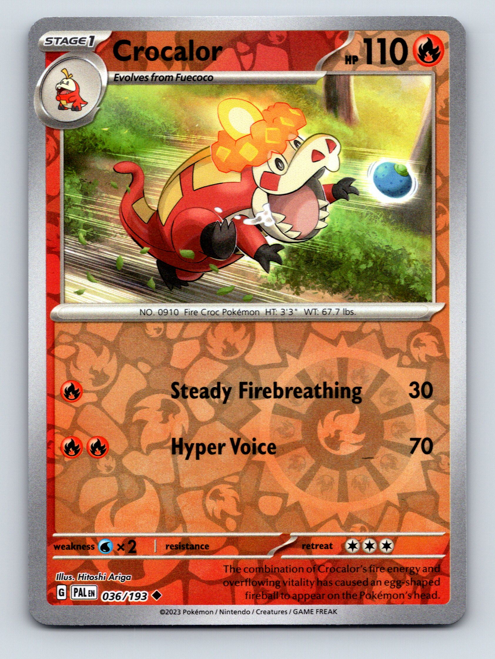 Stage 1 Crocalor HP 110 Steady Firebreathing Attack Rarity Red Pokémon - Imagen 1 de 10