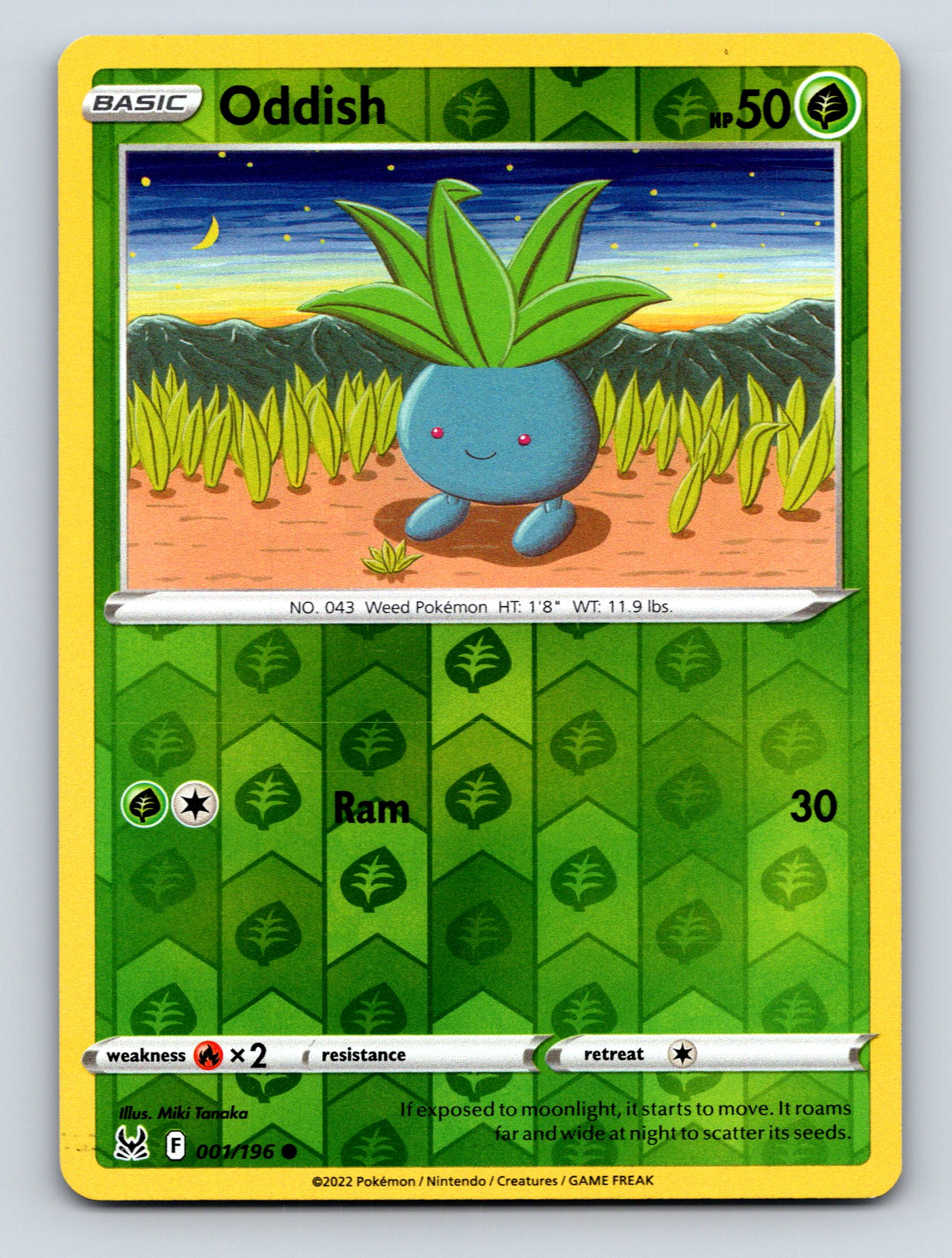 Basic Oddish HP 50 Ram Attack Green Vibrant Pokmon Card Basic Oddish HP 50 Ram Attack Green Vibrant Pokmon Card