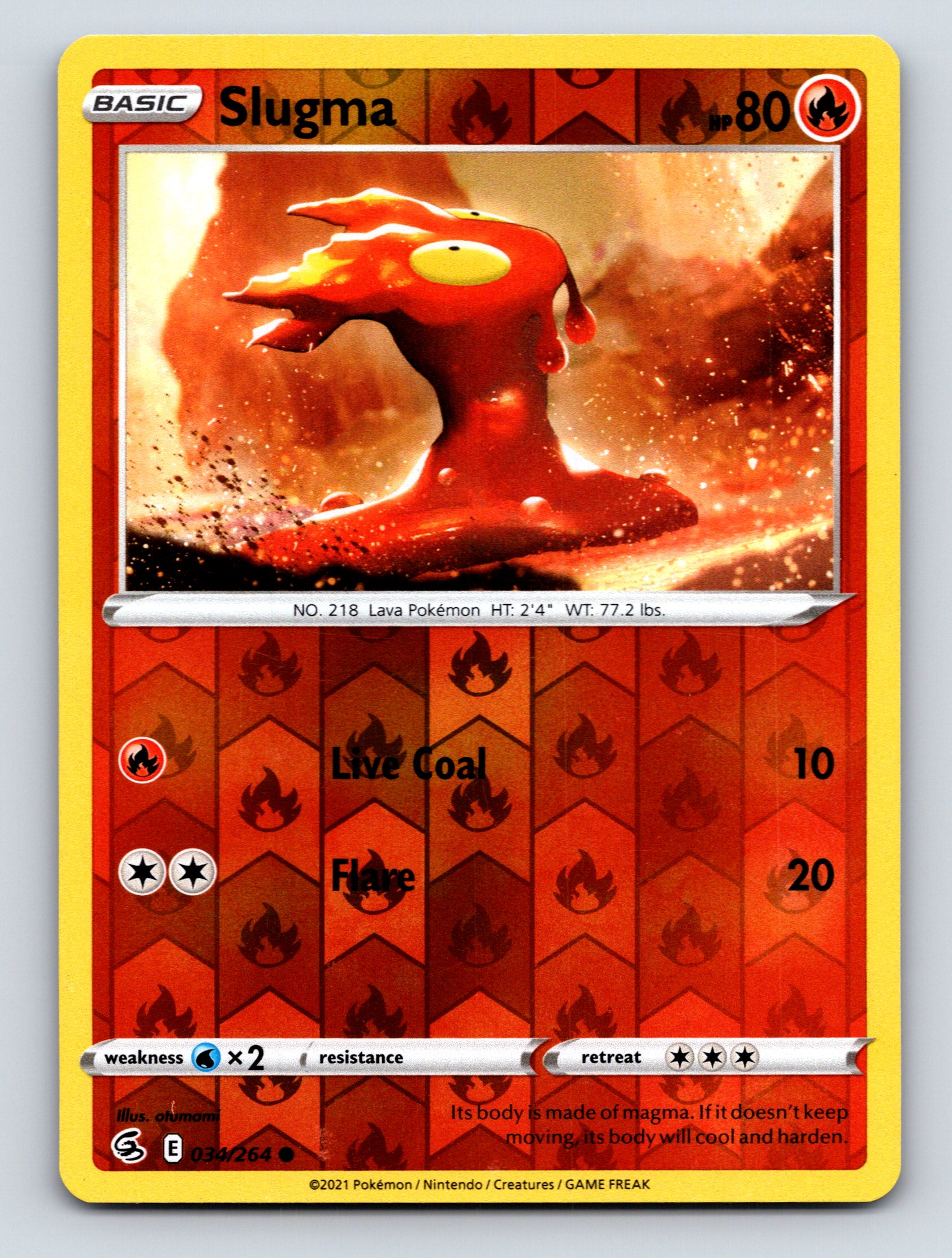 Basic Slugma HP 80 Live Coal Flare Rarity Red Colorful Pokémon | eBay