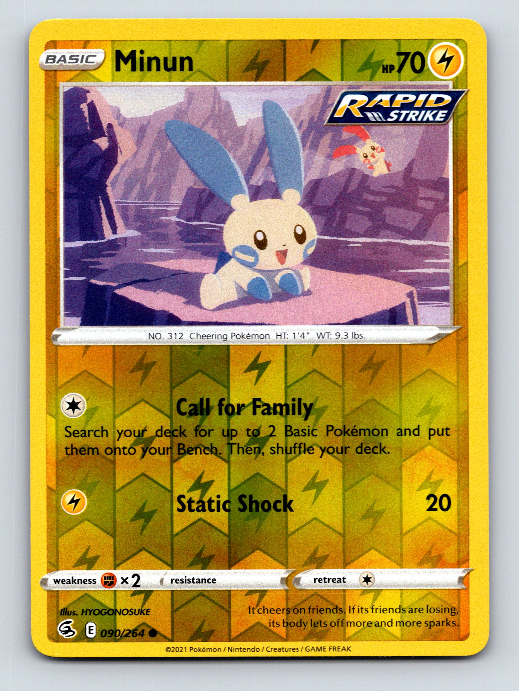 Basic Minun HP 70 Static Shock Attack Rapid Strike Yellow Pokémon