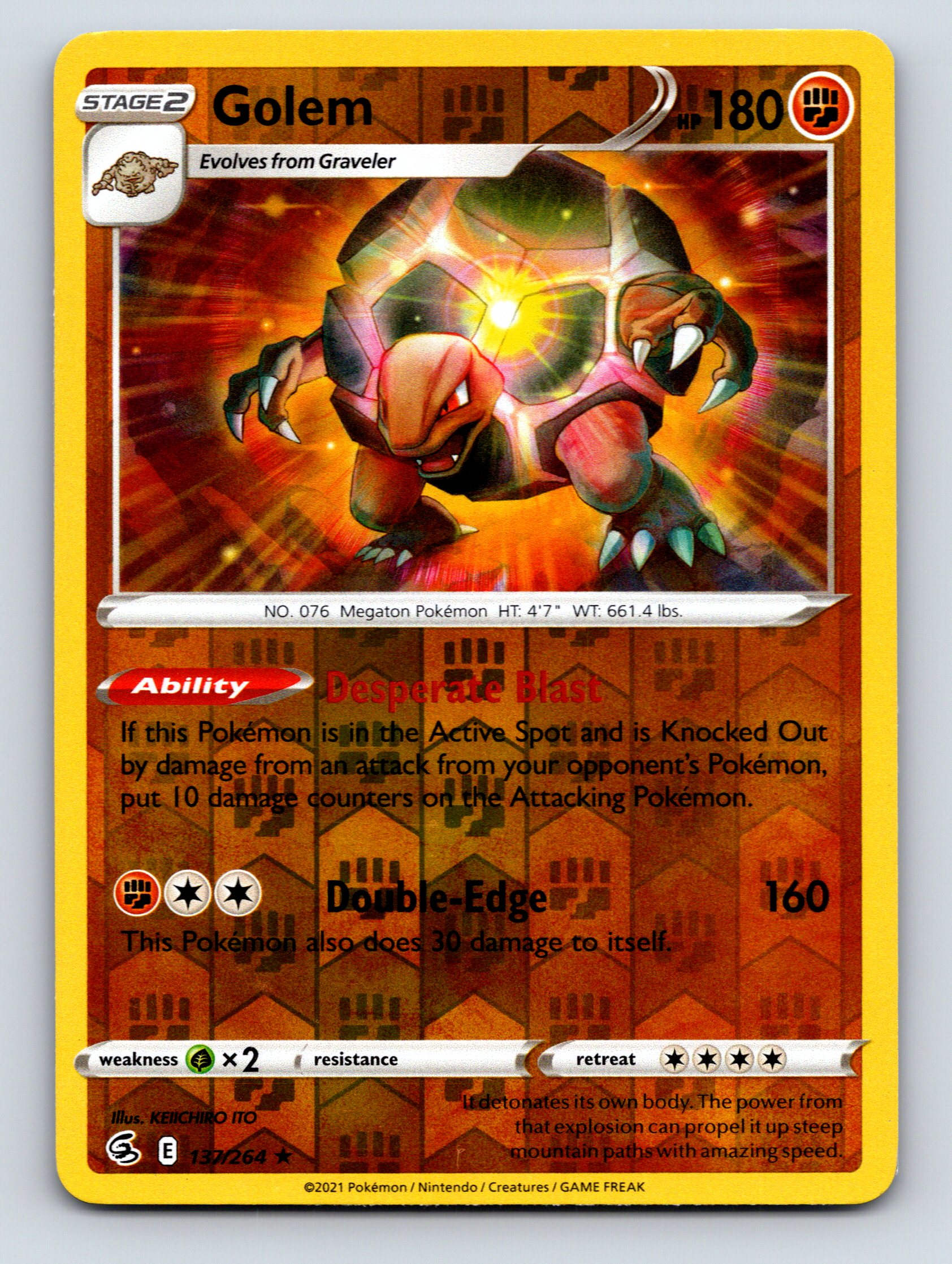 Stage 2 Golem HP 180 Desperate Blast Ability Rarity Orange Dynamic Pokmon