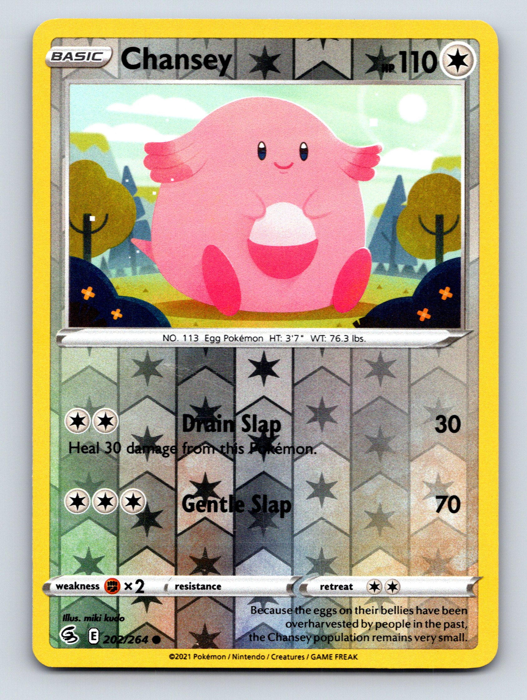 Basic Chansey HP 110 Drain Slap Attack Star Rarity Pink Pokmon Card