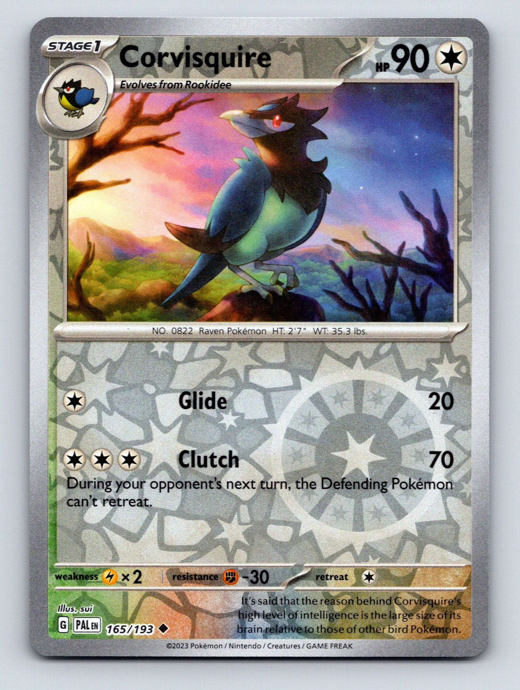 シャワーズ Holo 90 HP Stage 1 Corvisquire HP 90 Glide Clutch Raven Starry Blue Pokémon