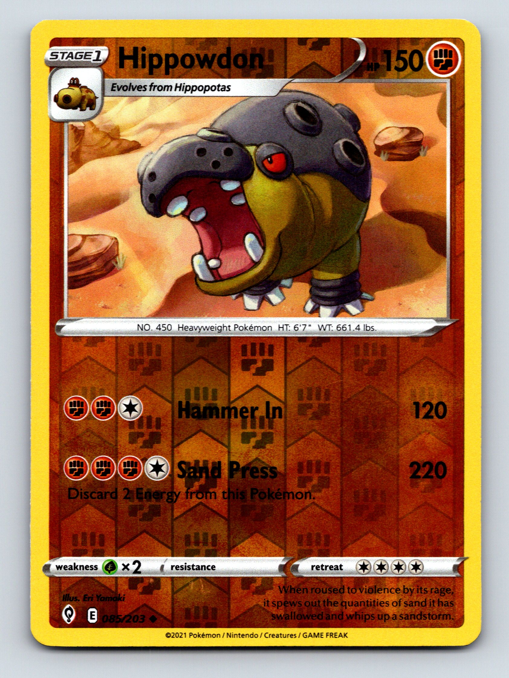Stage 1 Hippowdon HP 150 Hammer In Attack Powerful Orange Pokémon